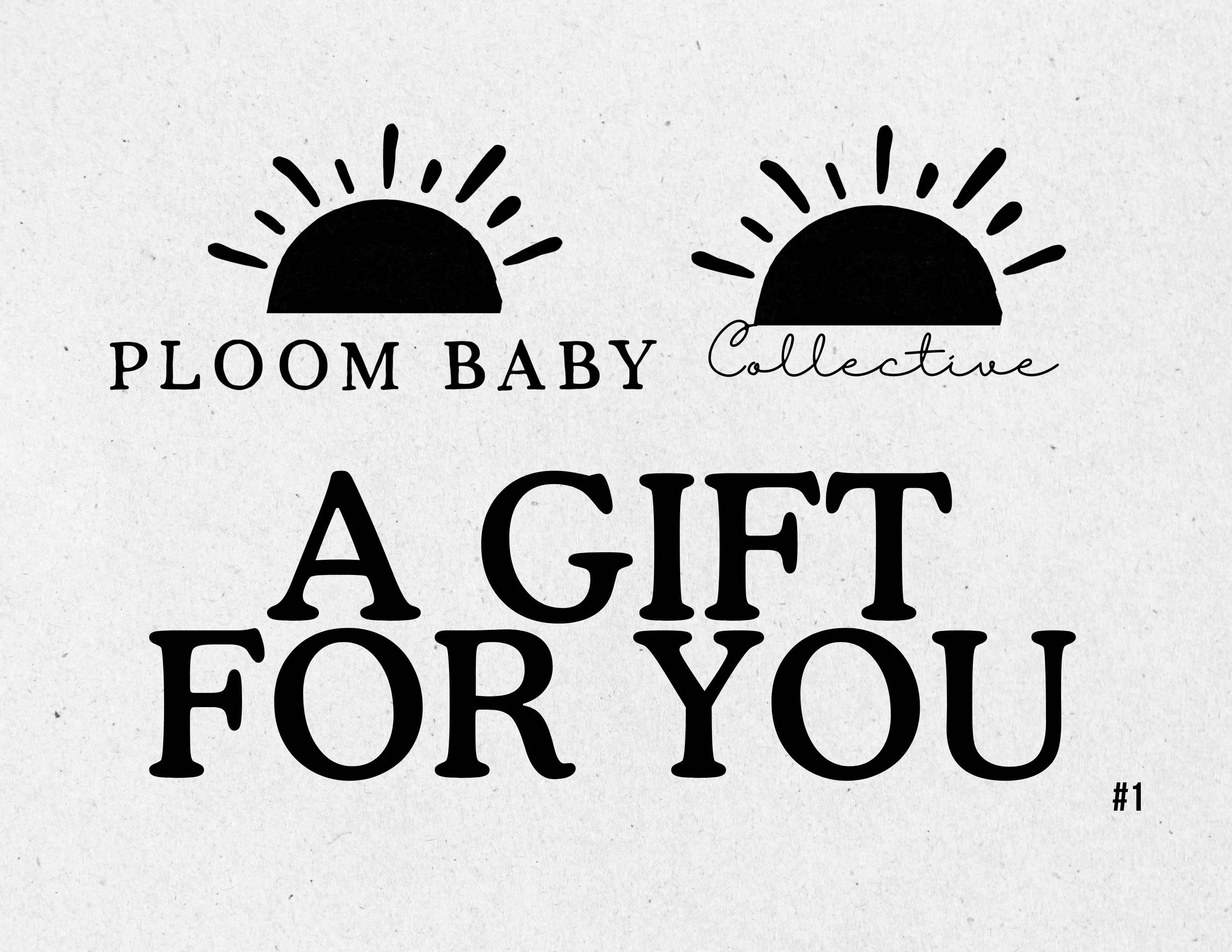 Ploom Baby & Collective gift card with sun graphics and text.