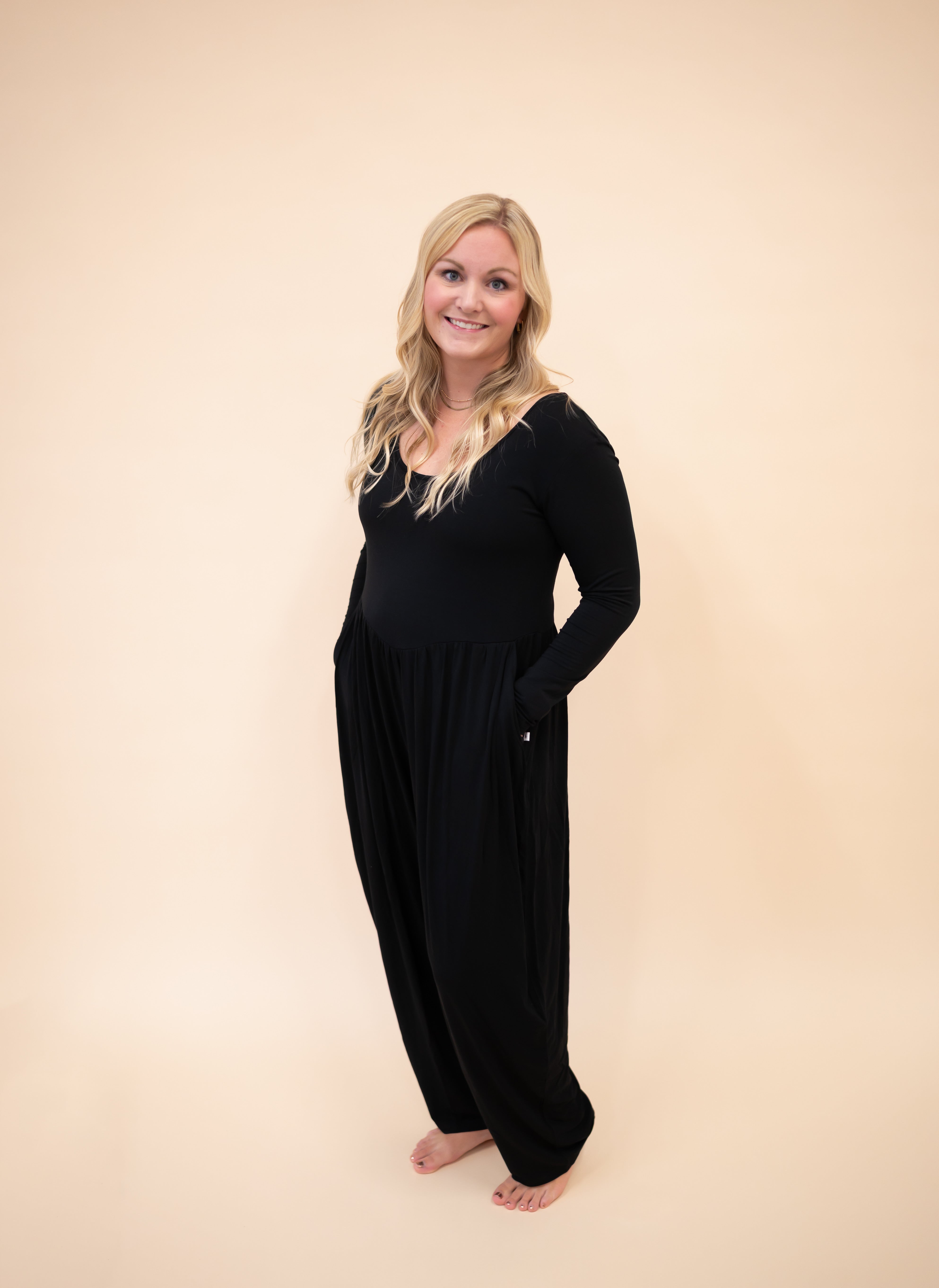 Long Sleeve Adult Romper - Obsidian- Ploom Collective - Tencel™ Modal