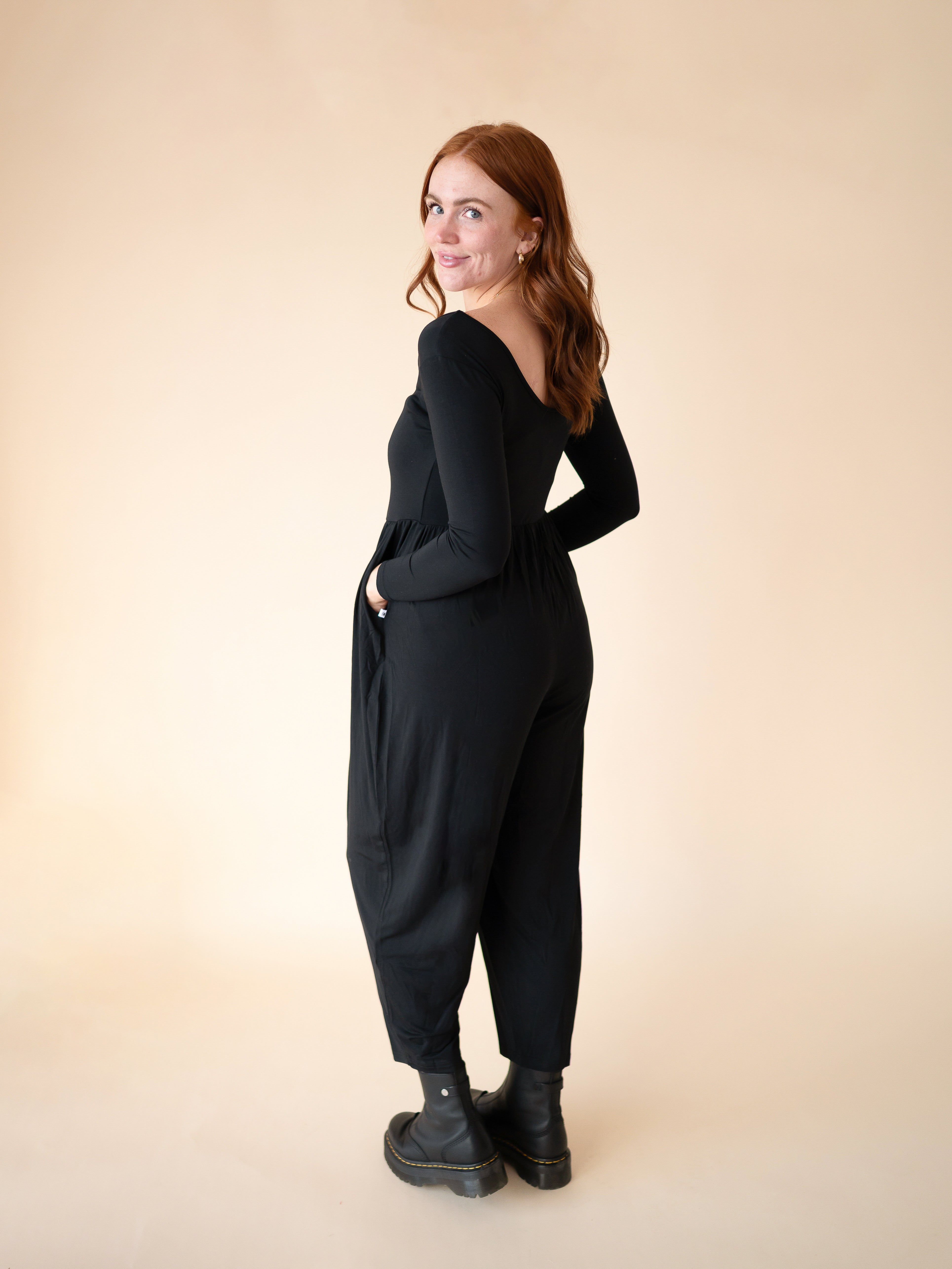 Long Sleeve Adult Romper - Obsidian- Ploom Collective - Tencel™ Modal