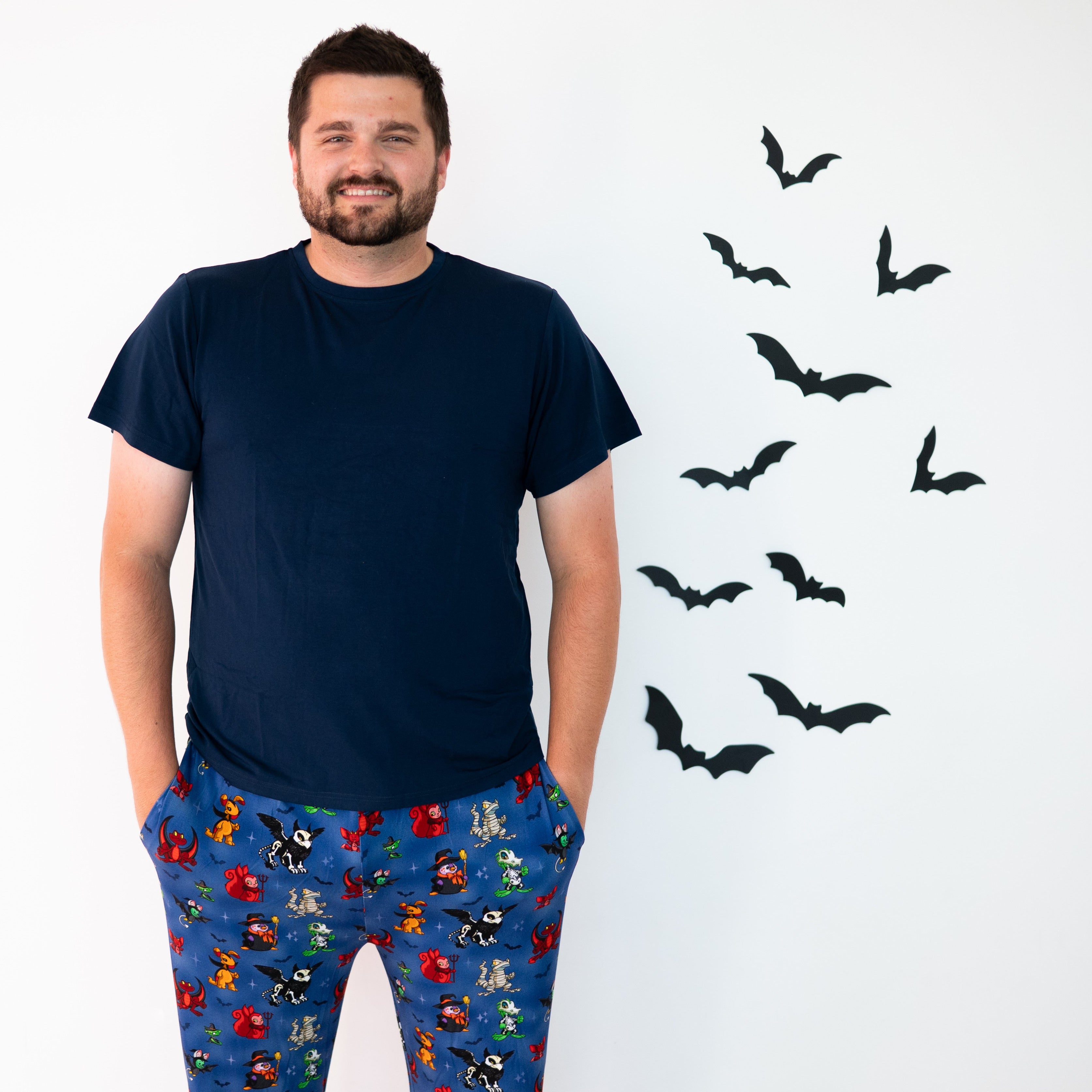 Unisex Halloween Neopets sleep pants with a blue background and cartoon characters.