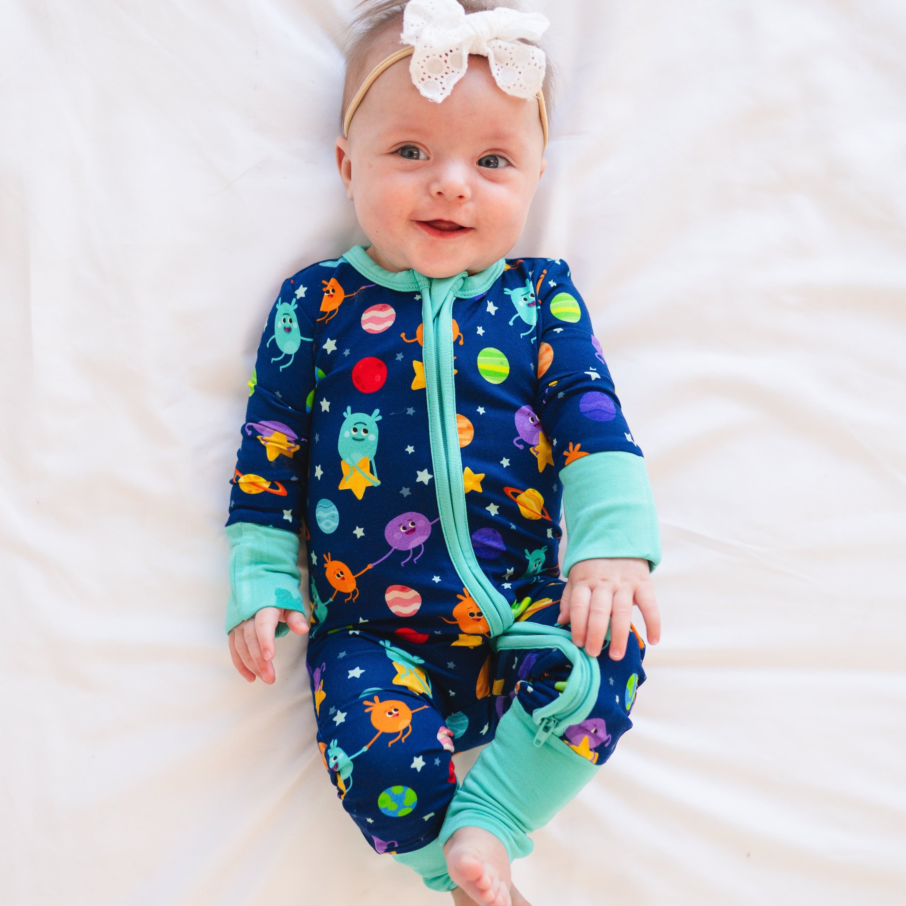 Flexi-Fit Zip PJ - Super Simple™ - The Bumble Nums in Space - Luxe - ploombaby Bamboo Baby Kid Clothing