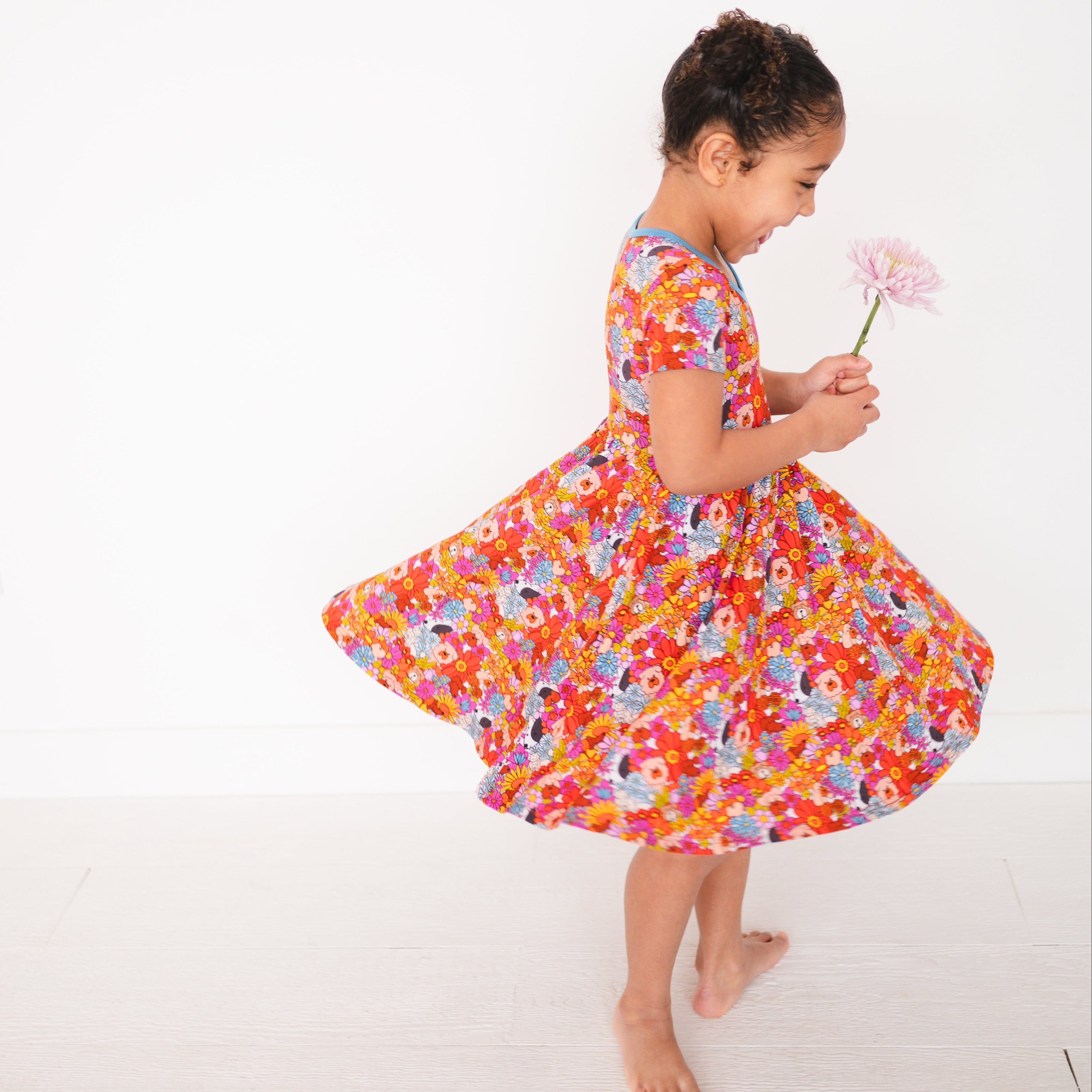 Dogwood Flowers Dress - Luxe Bamboo - ploombaby Bamboo Baby Kid Clothing