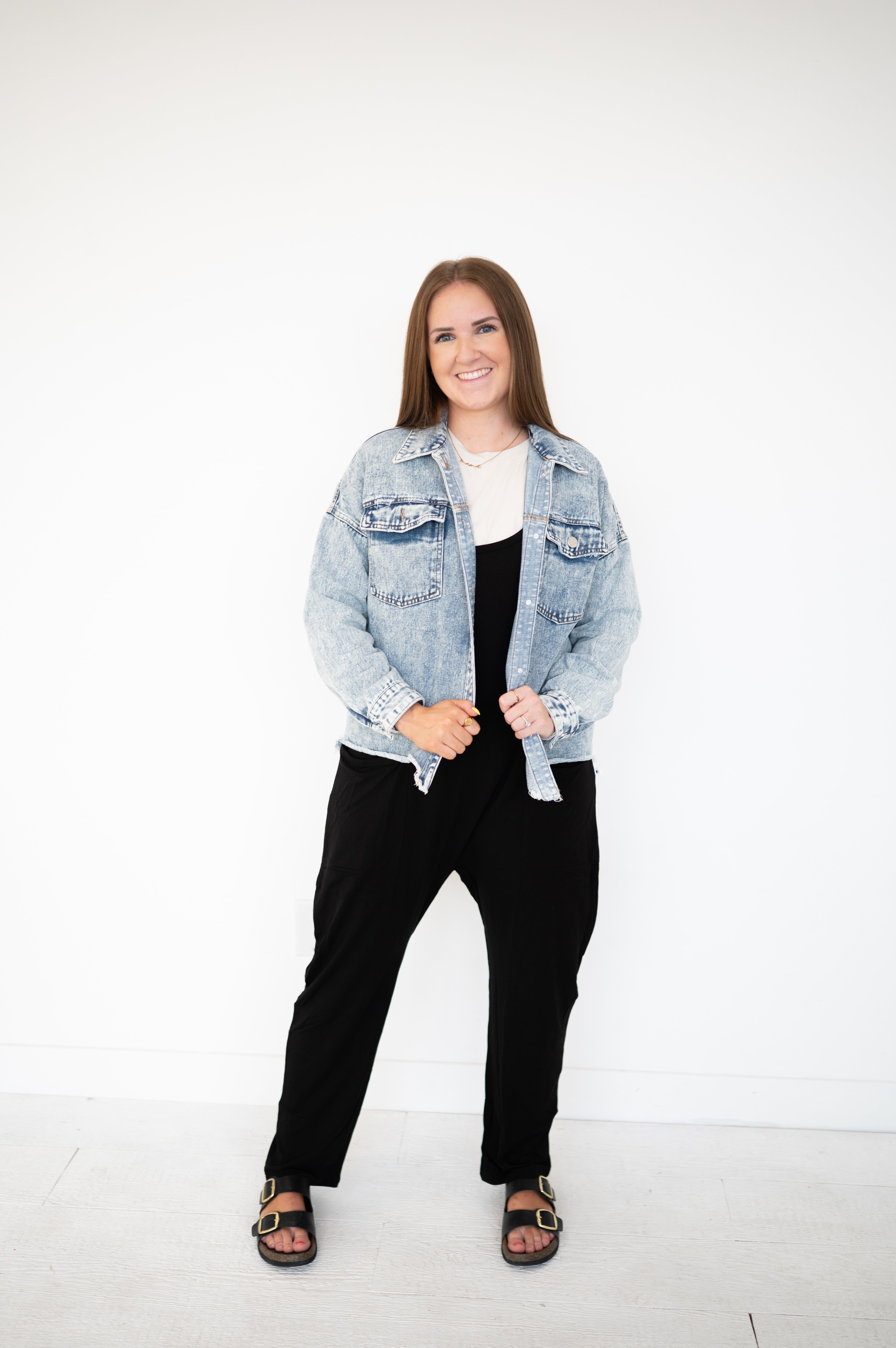 Adult overalls in obsidian made from luxe bamboo fabric.