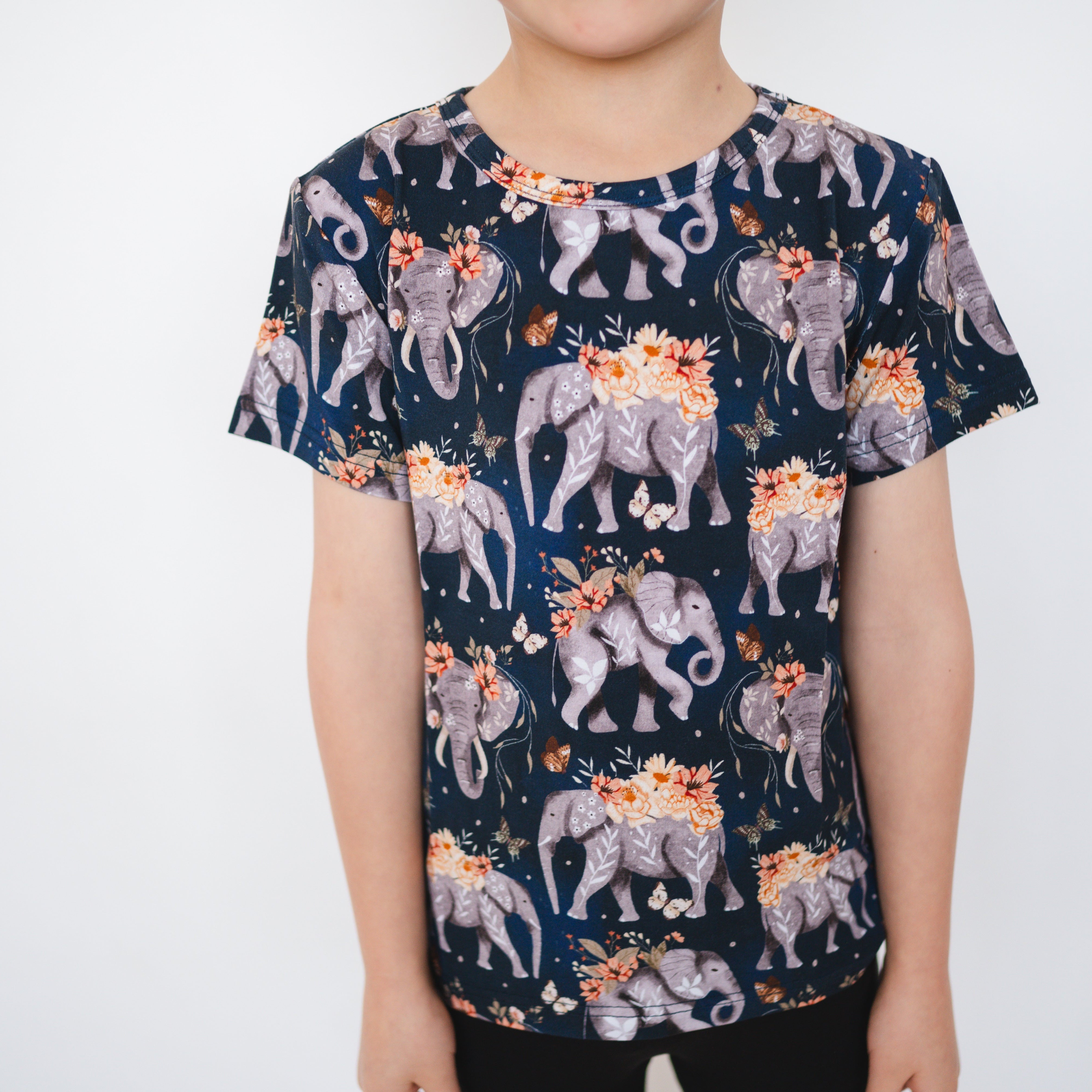 T-Shirt - Elephants- Luxe - ploombaby Bamboo Baby Kid Clothing