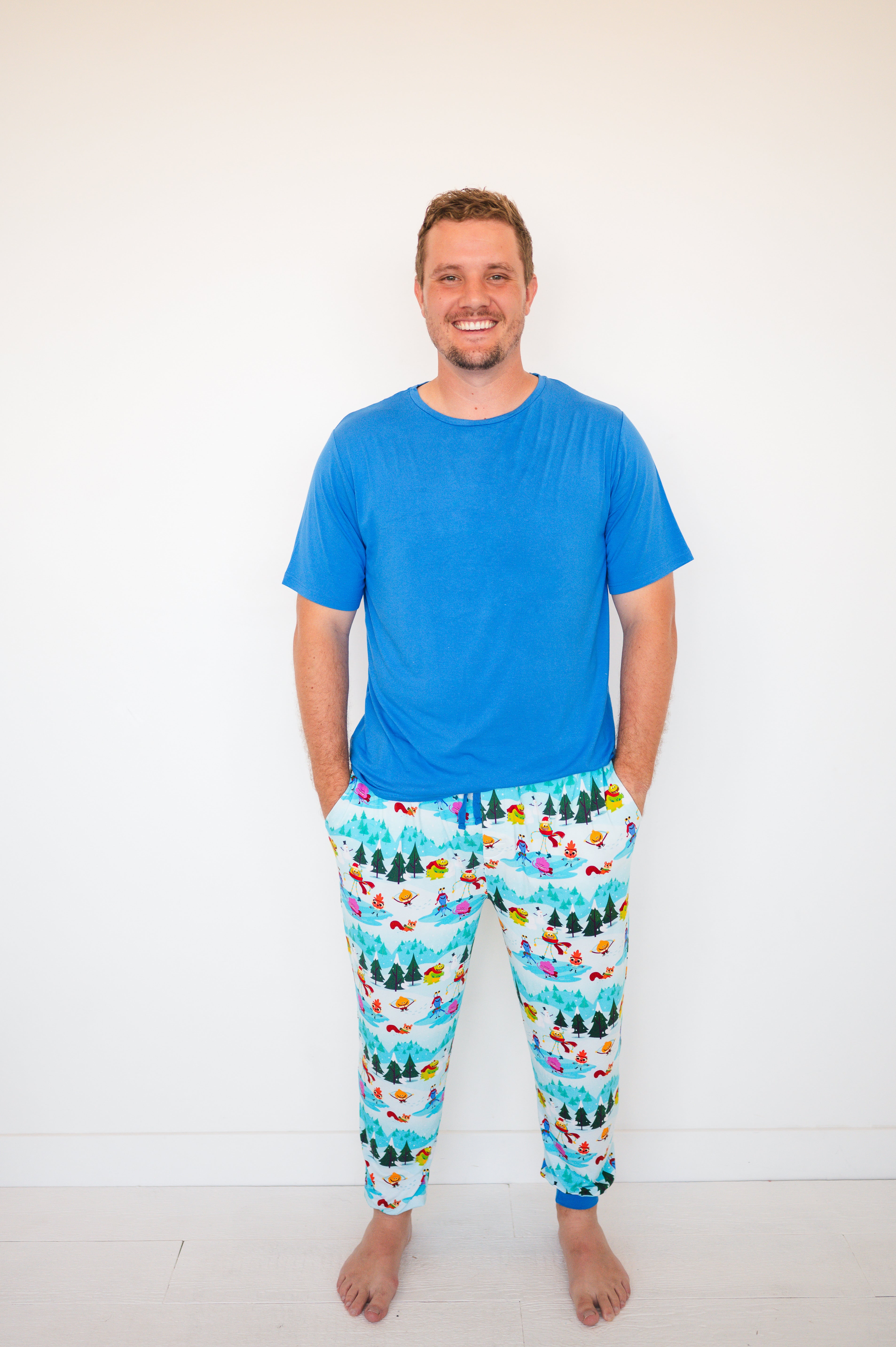 Men's Jogger - Super Simple™ Rhymington Square - Snow Much Fun - Luxe - ploombaby Bamboo Baby Kid Clothing