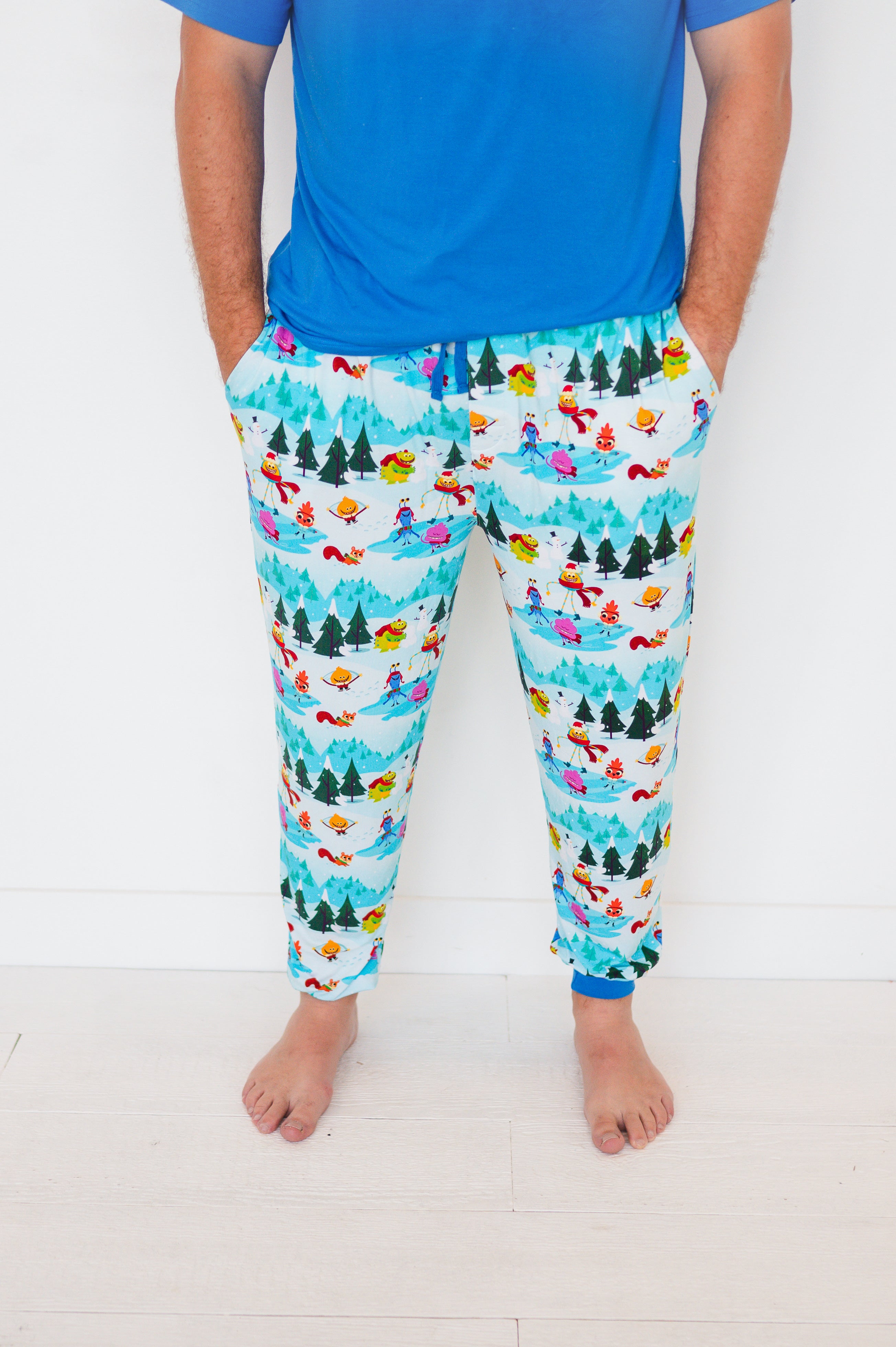 Men's Jogger - Super Simple™ Rhymington Square - Snow Much Fun - Luxe - ploombaby Bamboo Baby Kid Clothing