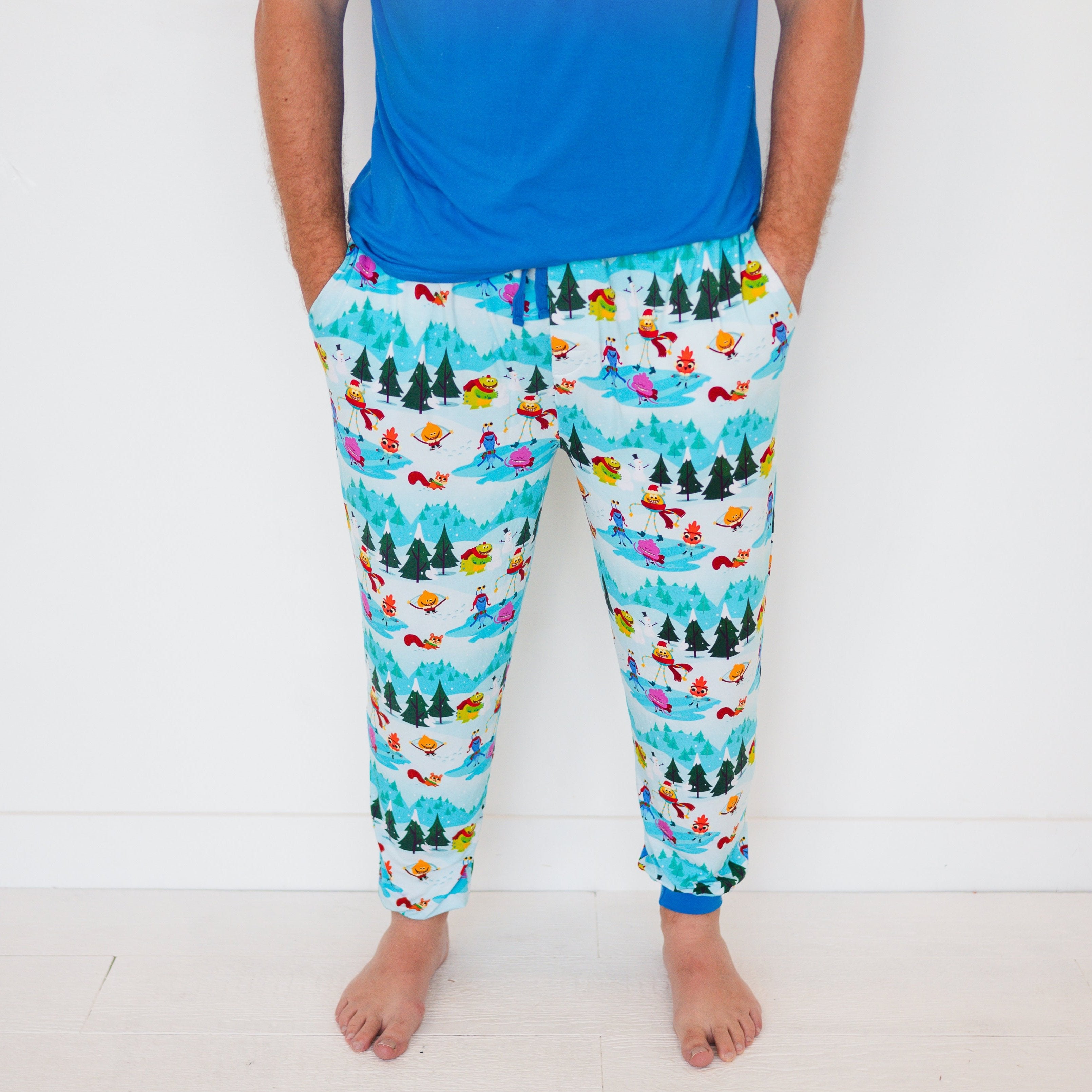 Men's Jogger - Super Simple™ Rhymington Square - Snow Much Fun - Luxe - ploombaby Bamboo Baby Kid Clothing