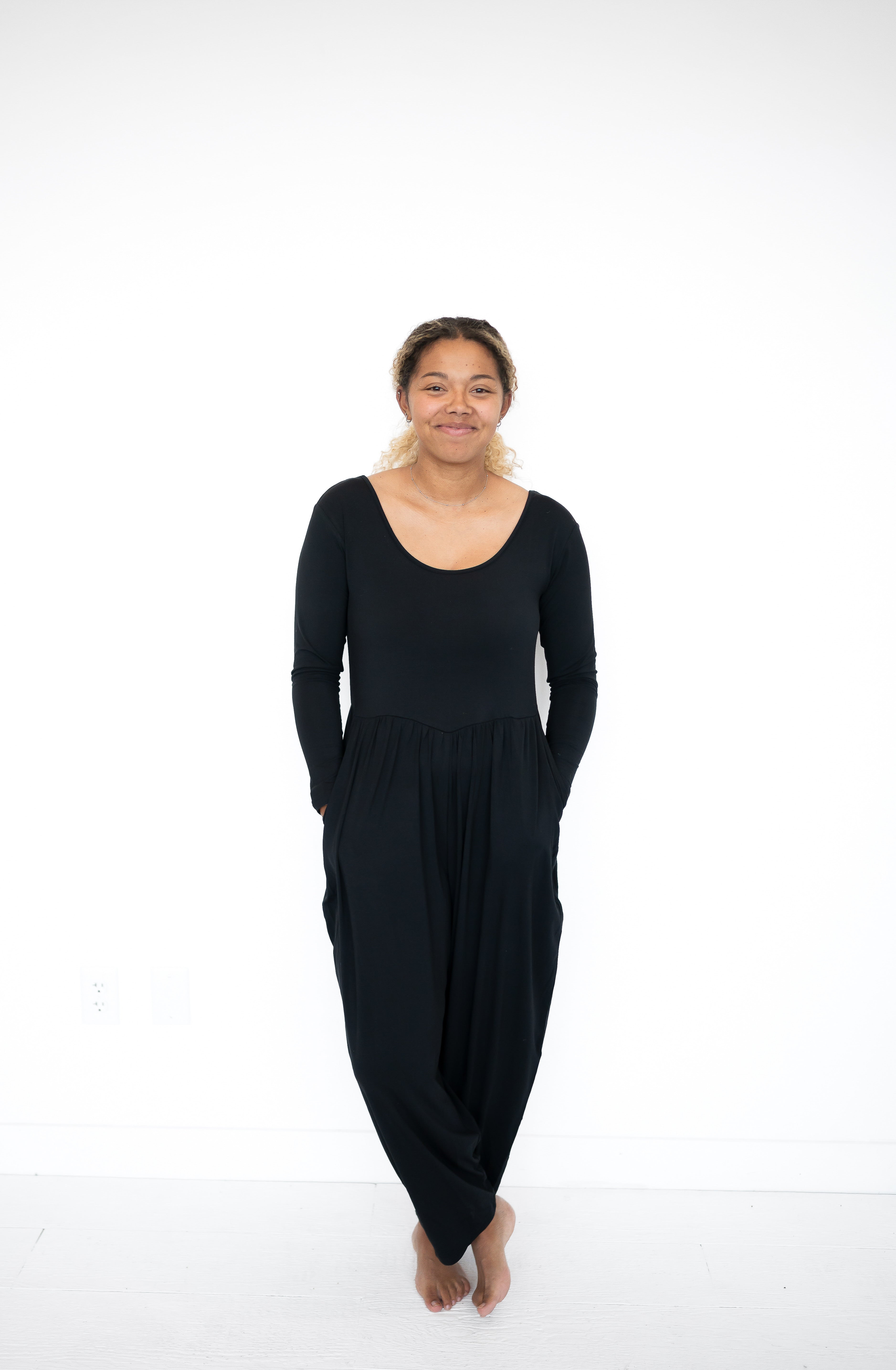 Long Sleeve Adult Romper - Obsidian- Ploom Collective - Tencel™ Modal