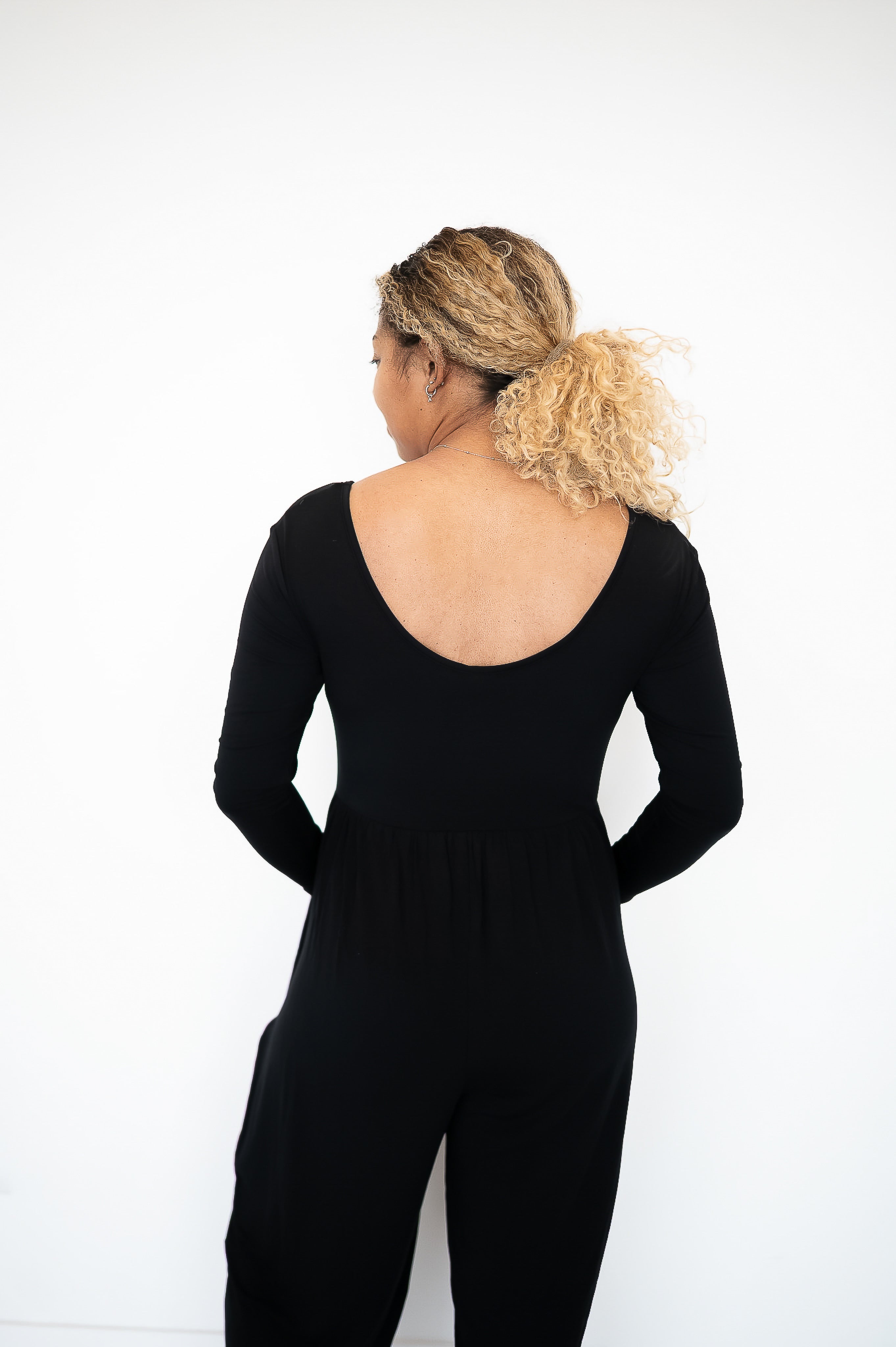 Long Sleeve Adult Romper - Obsidian- Ploom Collective - Tencel™ Modal