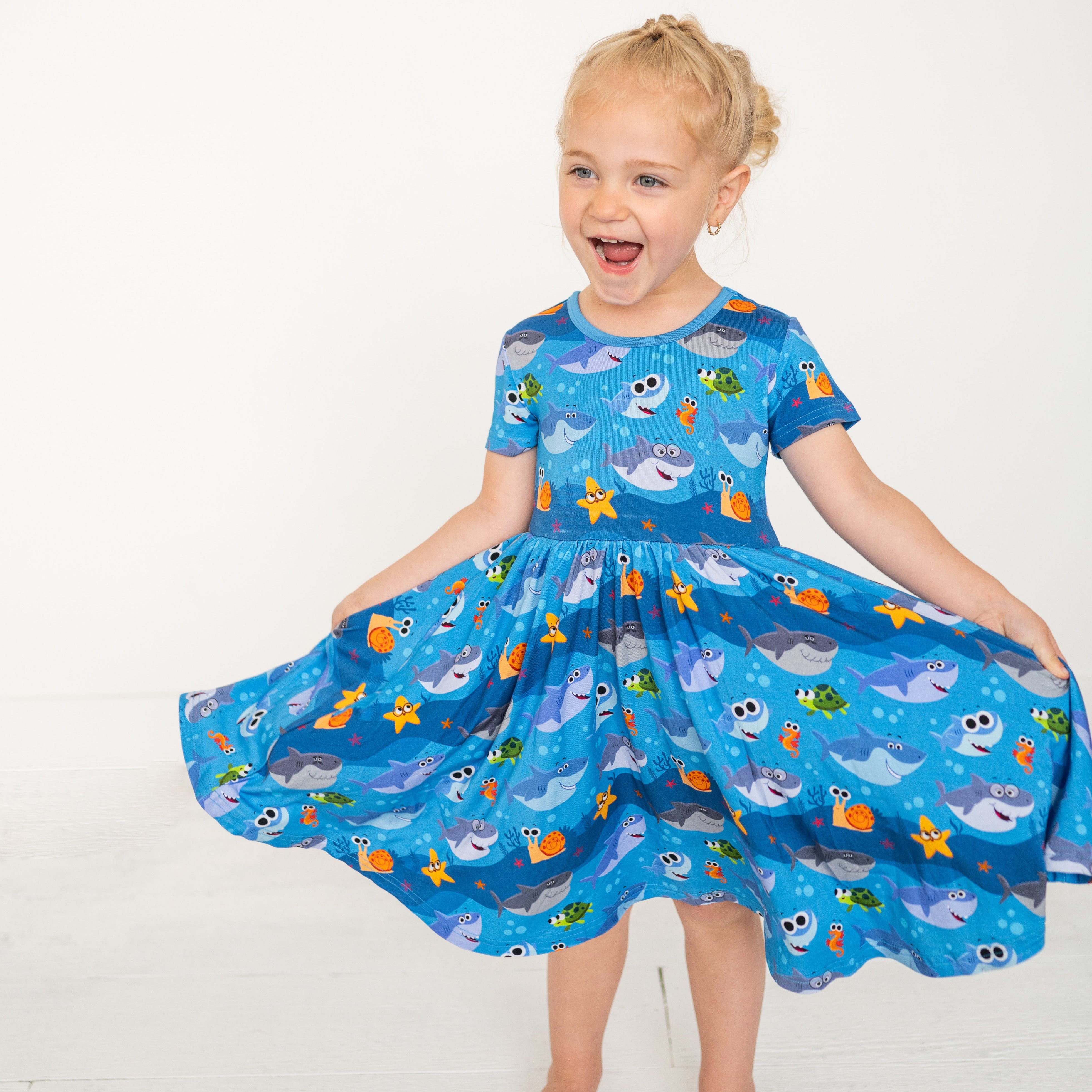 Super Simple™ Baby Shark - Dress - Luxe Bamboo - ploombaby Bamboo Baby Kid Clothing