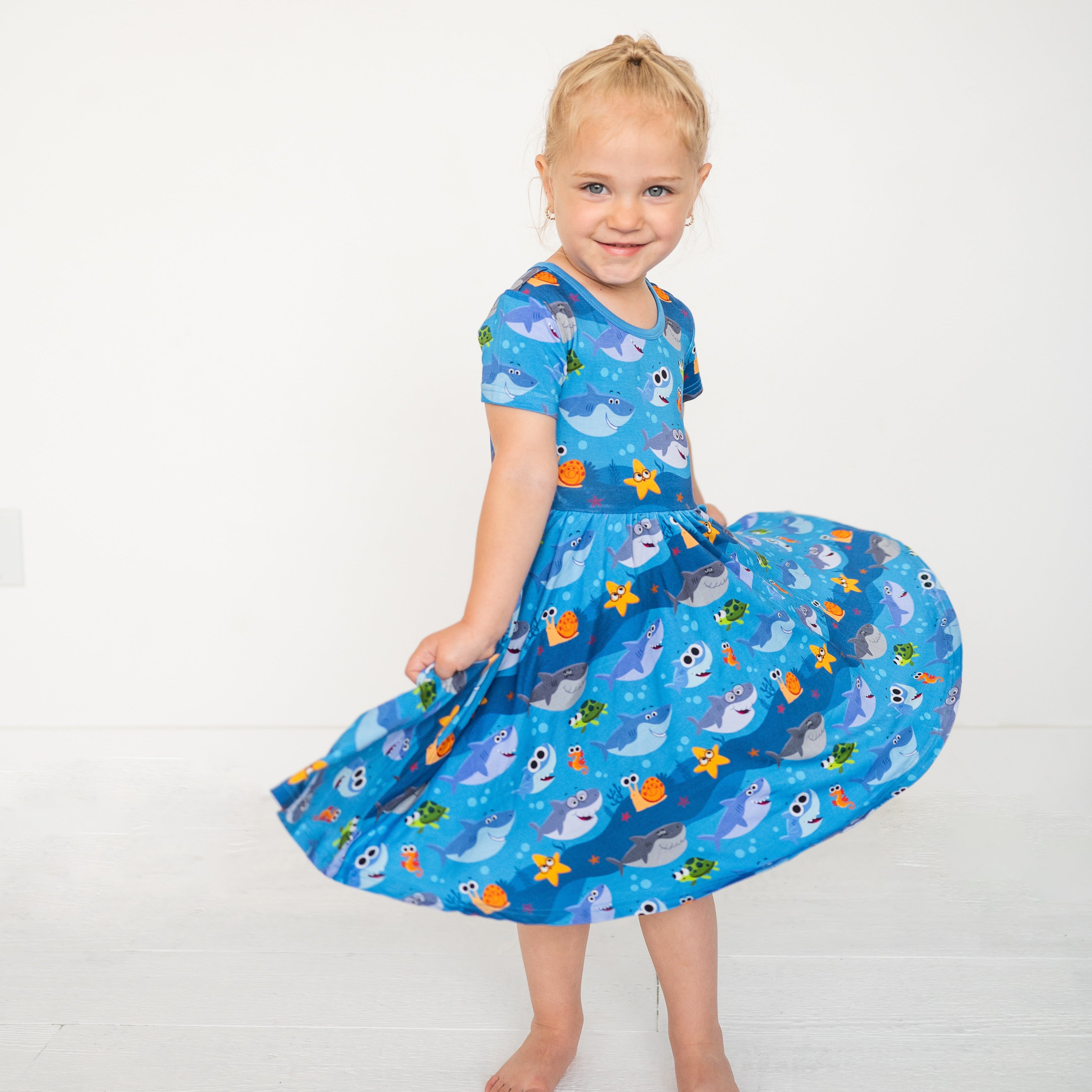 Super Simple™ Baby Shark - Dress - Luxe Bamboo - ploombaby Bamboo Baby Kid Clothing