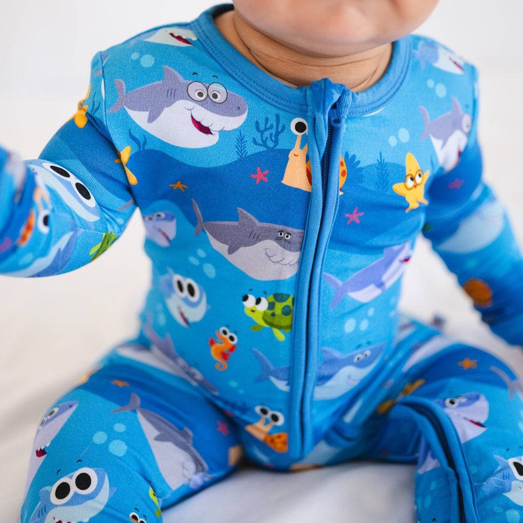 Flexi-Fit Zip PJ - Super Simple™ Finny The Baby Shark - Luxe - ploombaby Bamboo Baby Kid Clothing