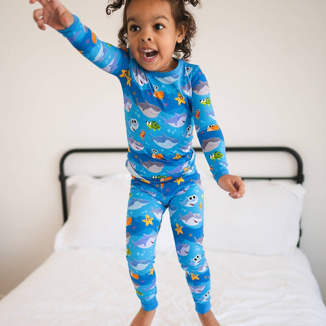 Classic Fit PJ Set - Super Simple™ Baby Shark - Luxe Bamboo - ploombaby Bamboo Baby Kid Clothing