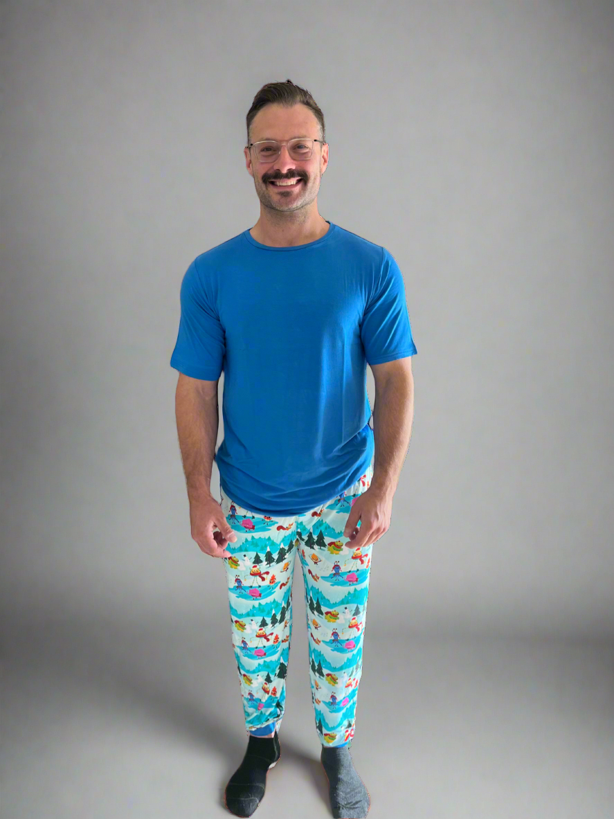 Men's Jogger - Super Simple™ Rhymington Square - Snow Much Fun - Luxe - ploombaby Bamboo Baby Kid Clothing