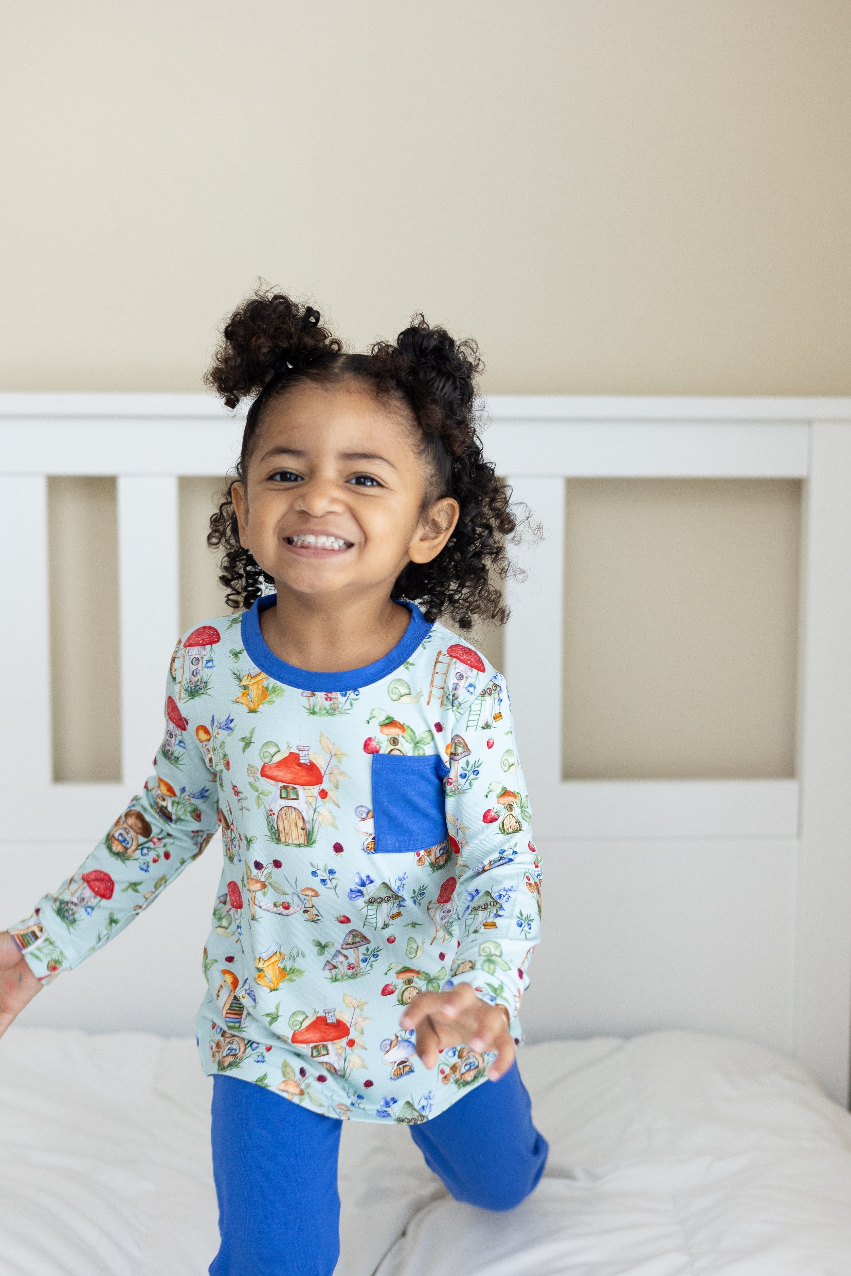 Pocket Long Sleeve - Shroom Village - Luxe - ploombaby Bamboo Baby Kid Clothing