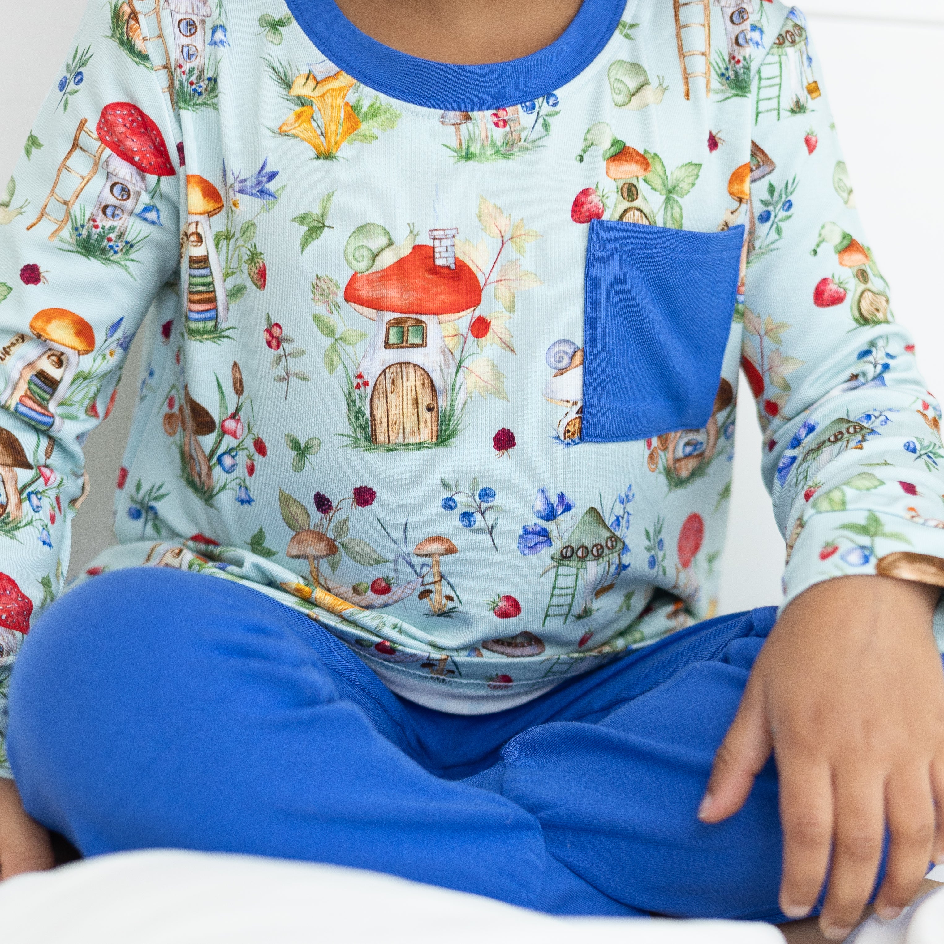 Pocket Long Sleeve - Shroom Village - Luxe - ploombaby Bamboo Baby Kid Clothing