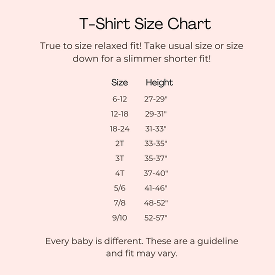 Bamboo Baby Size Chart