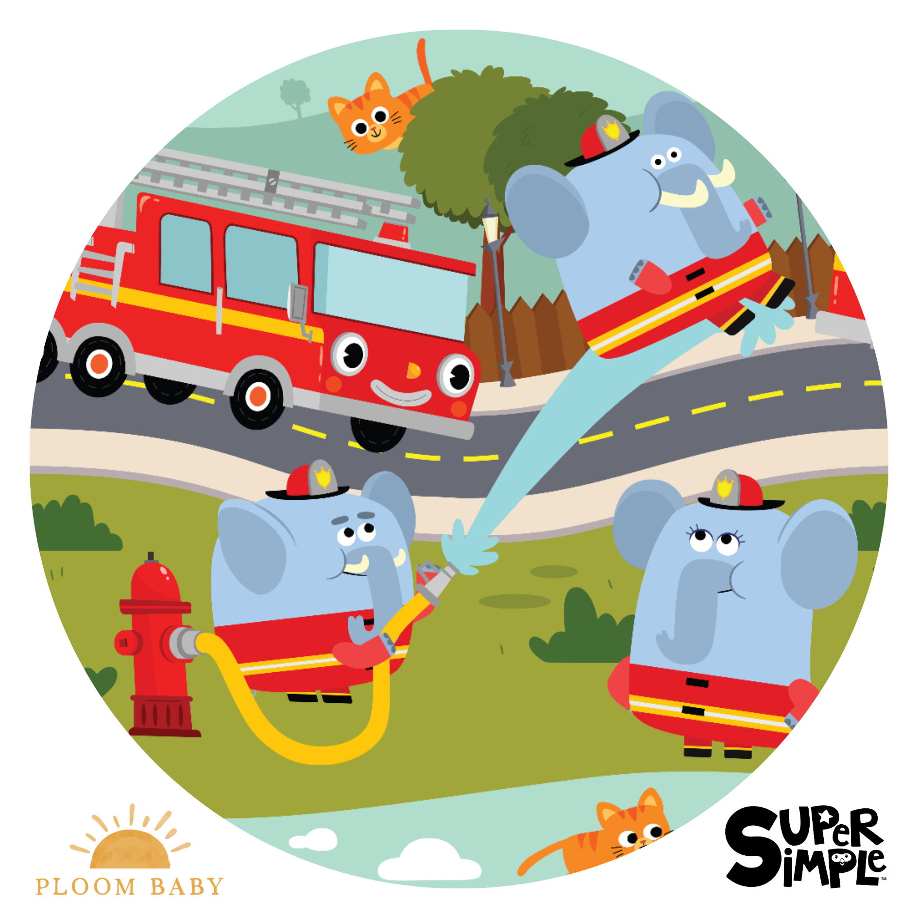 PREORDER TAT 14 WEEKS - Fitted Twin Sheet & Pillow Case Set - Super Simple™  Here Comes the Firetruck - Tencel™ Modal