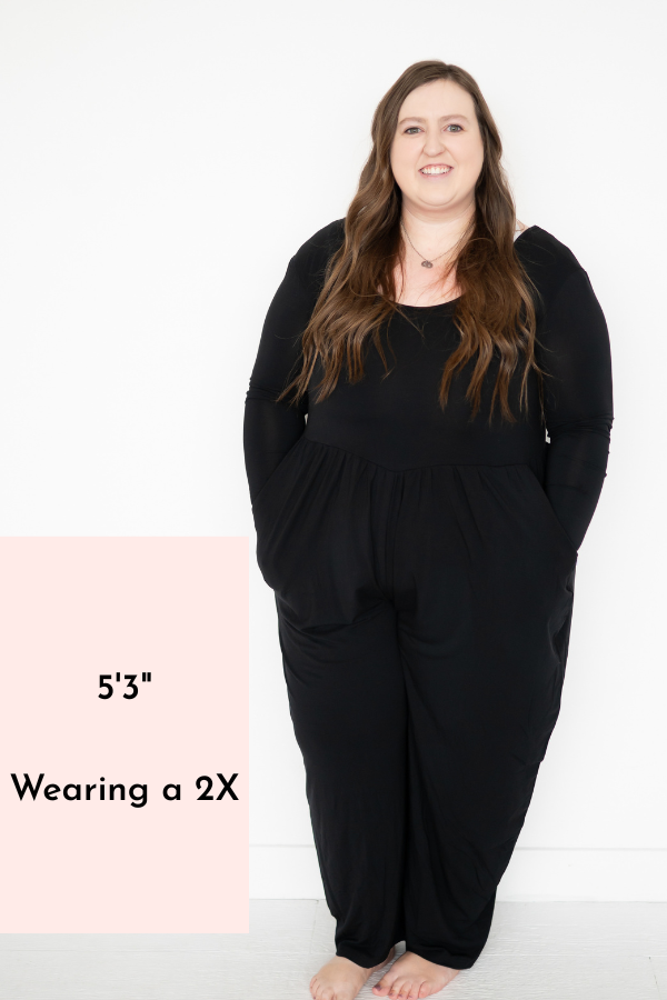 Long Sleeve Adult Romper - Obsidian- Ploom Collective - Tencel™ Modal