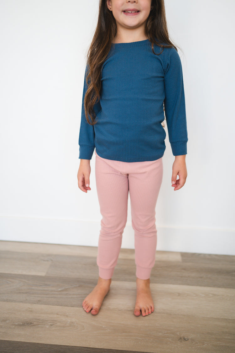 Ribbed Slouch Pant - Pink- Organic Cotton