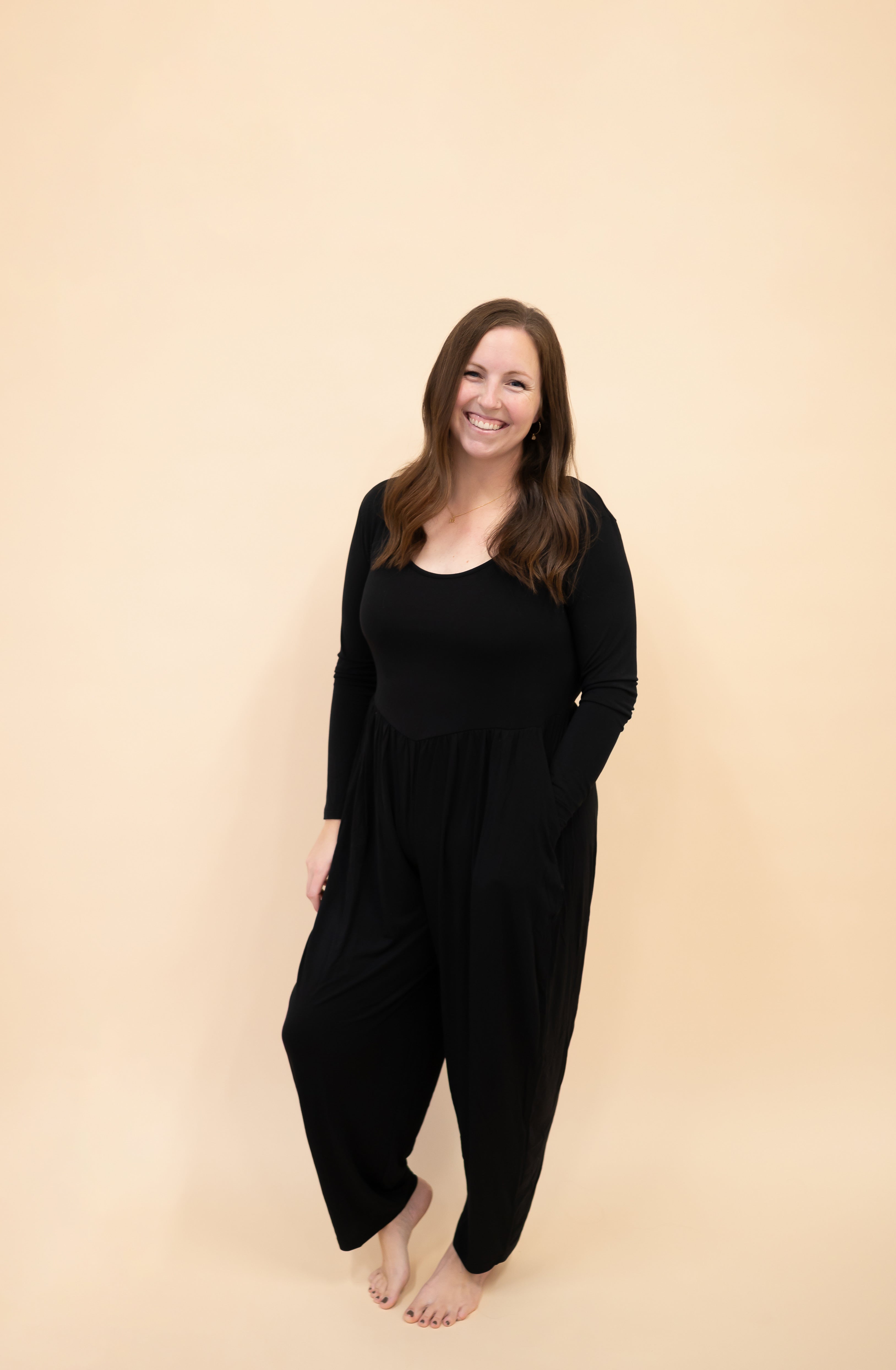 Long Sleeve Adult Romper - Obsidian- Ploom Collective - Tencel™ Modal