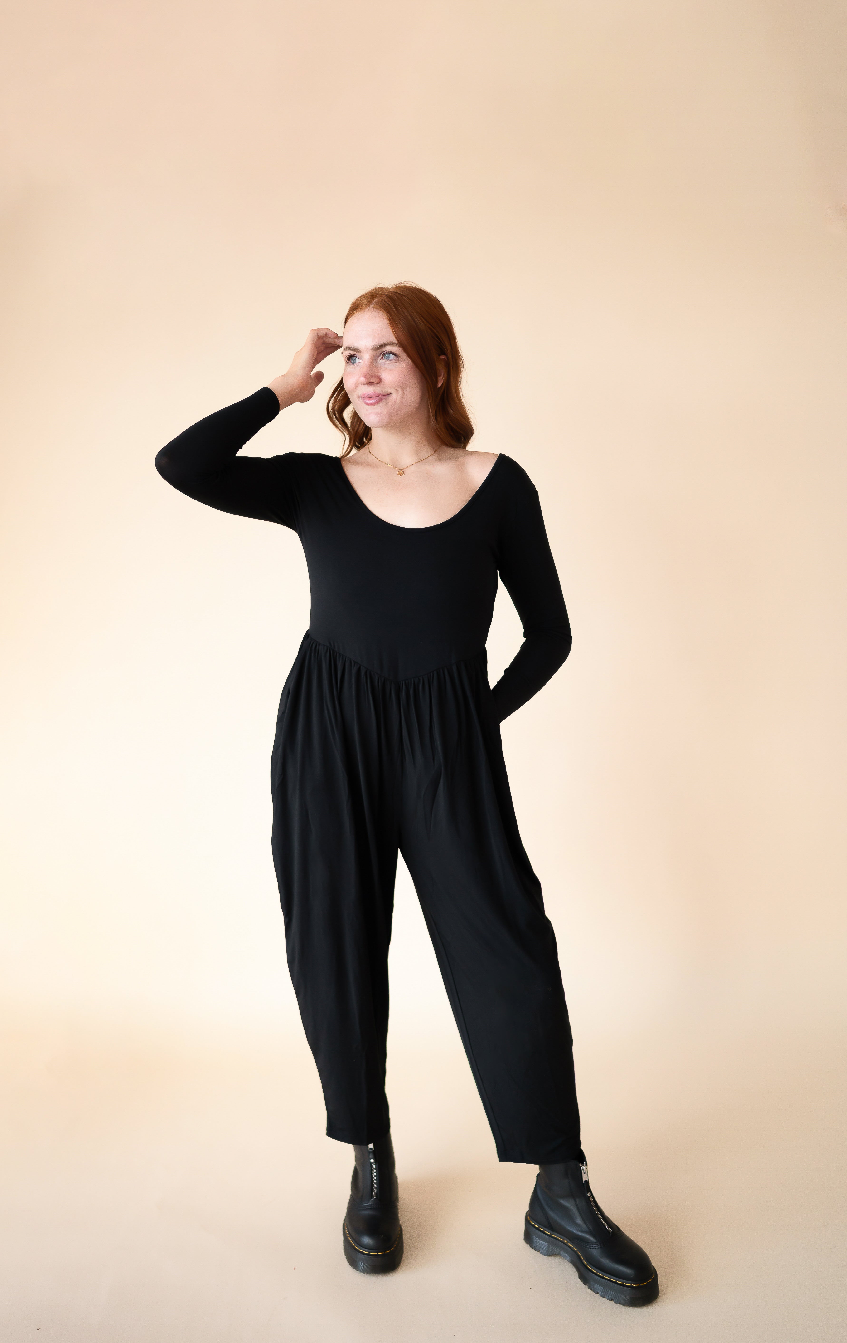 Long Sleeve Adult Romper - Obsidian- Ploom Collective - Tencel™ Modal
