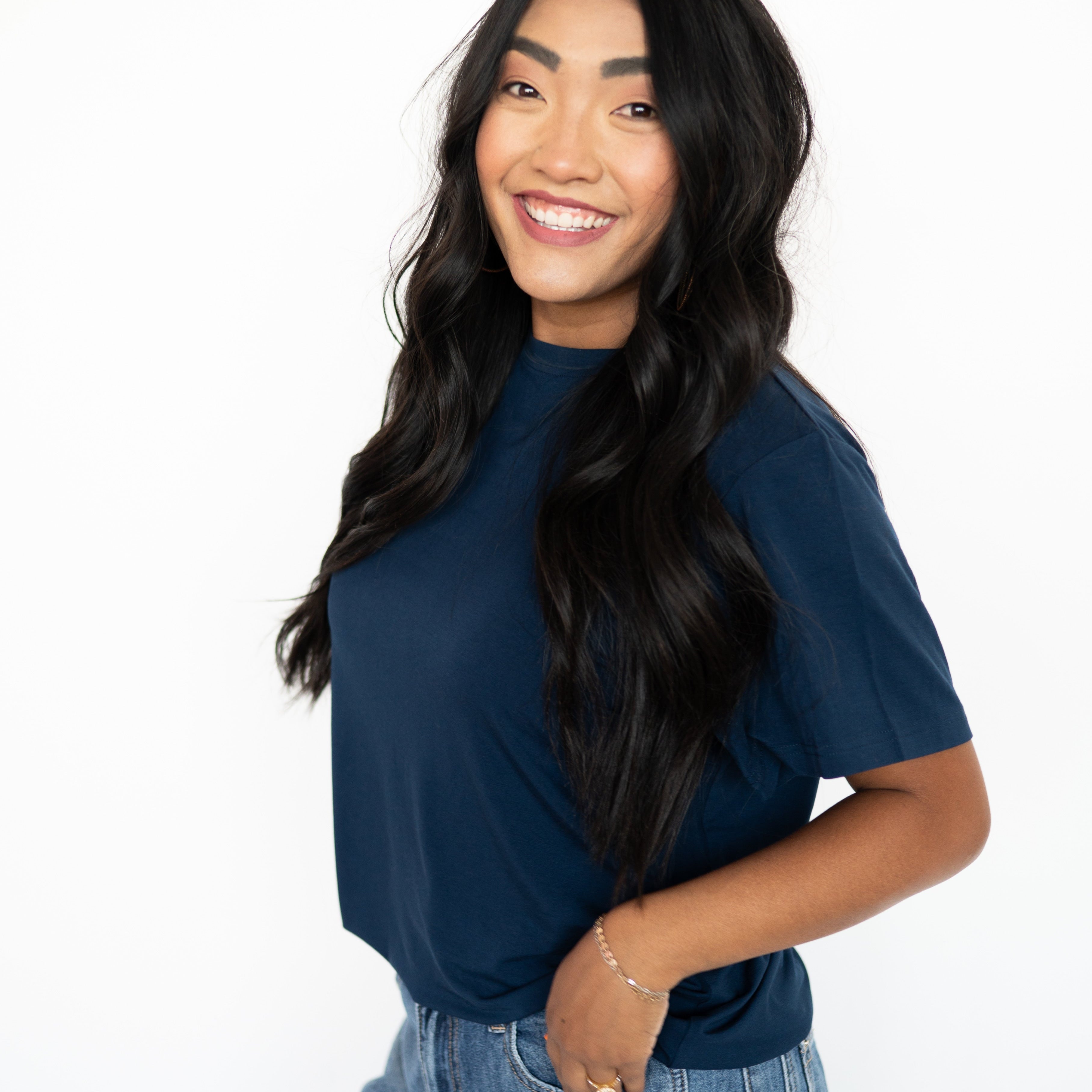 Oversized Boyfriend Tee - Navy -  Ploom Collective - Luxe Bamboo