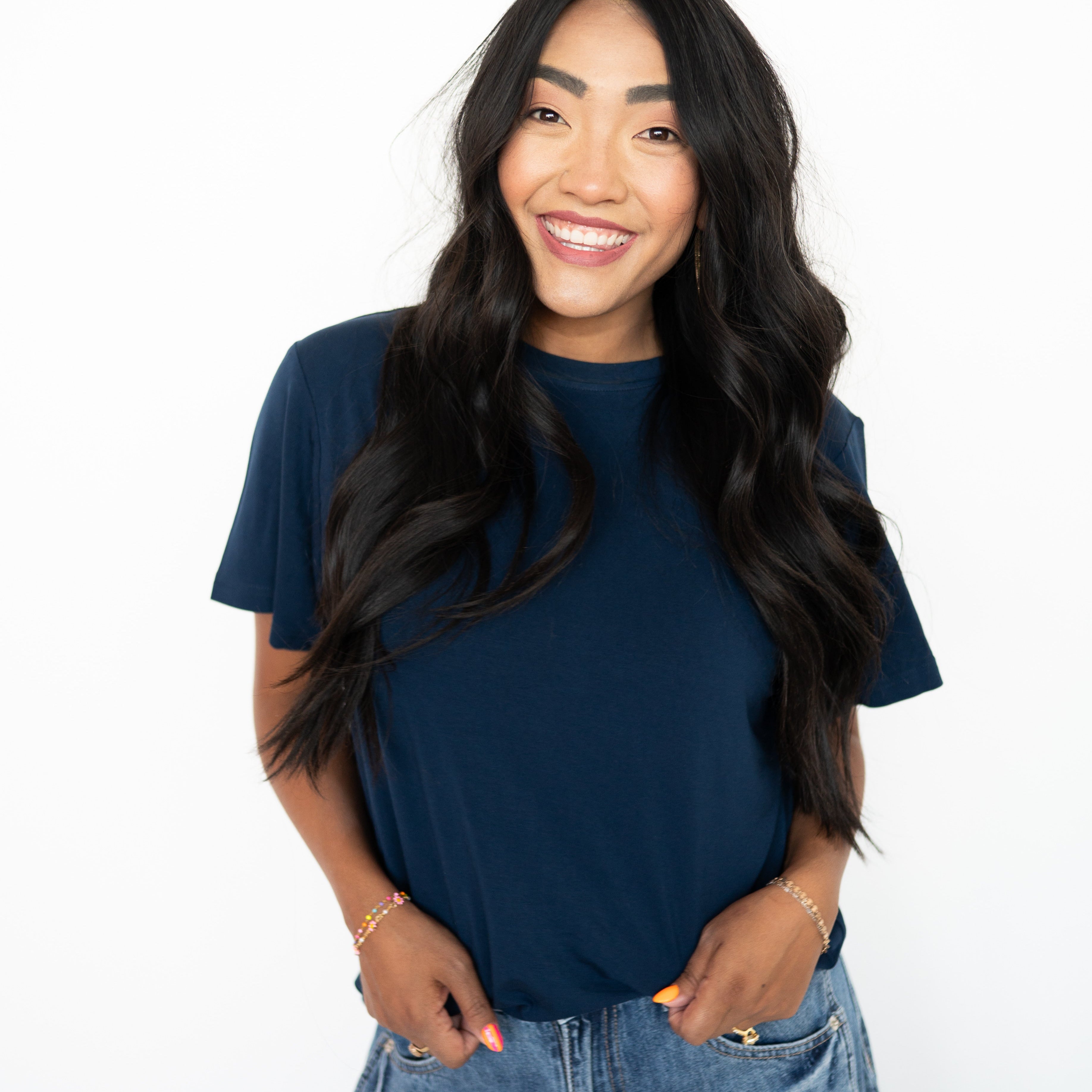 Oversized Boyfriend Tee - Navy -  Ploom Collective - Luxe Bamboo