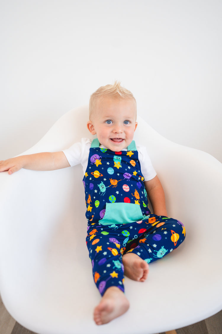 Overalls - Super Simple- The Bumble Nums in Space - Luxe Bamboo