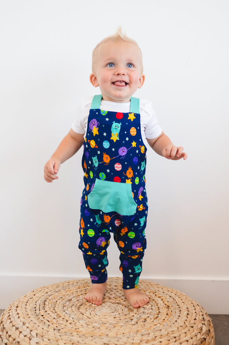 Overalls - Super Simple- The Bumble Nums in Space - Luxe Bamboo