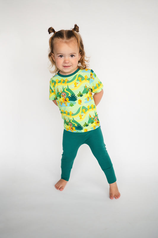 Grow with me pant - Duck Pond Green - Super Simple 5 Little Ducks - Luxe Bamboo