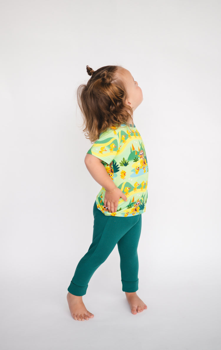 Grow with me pant - Duck Pond Green - Super Simple 5 Little Ducks - Luxe Bamboo