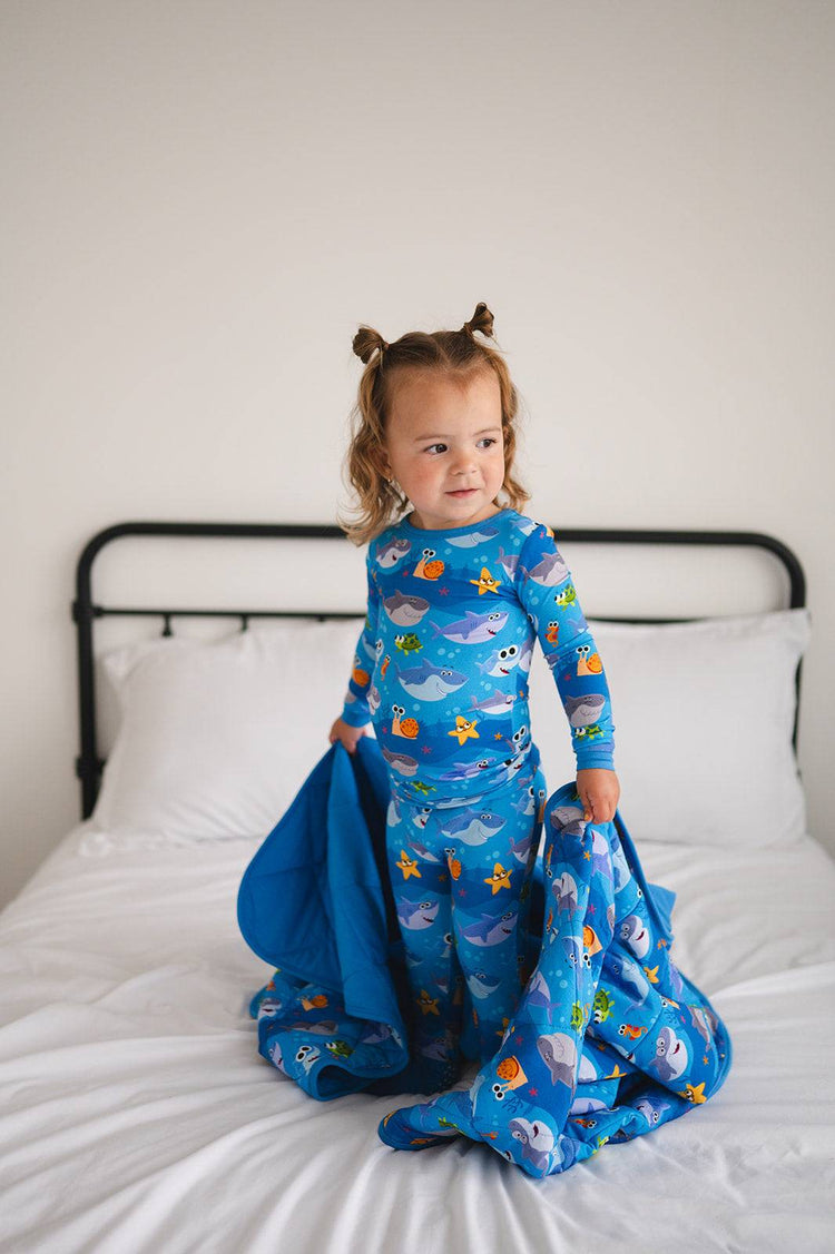 Convertible Footie PJ Set - Super Simple Baby Shark - Luxe Bamboo