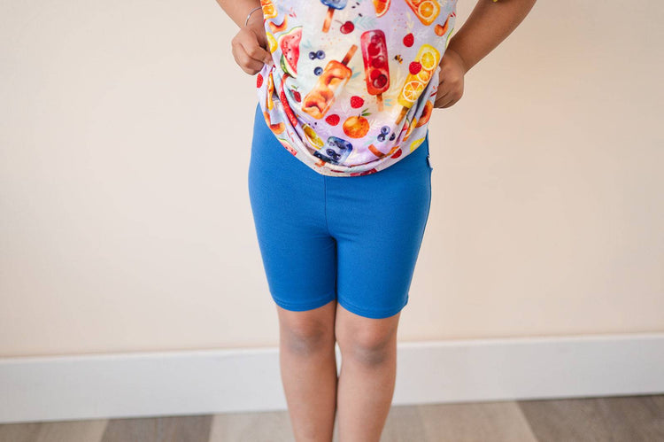 Biker Short - Storytime Blue - Luxe Bamboo