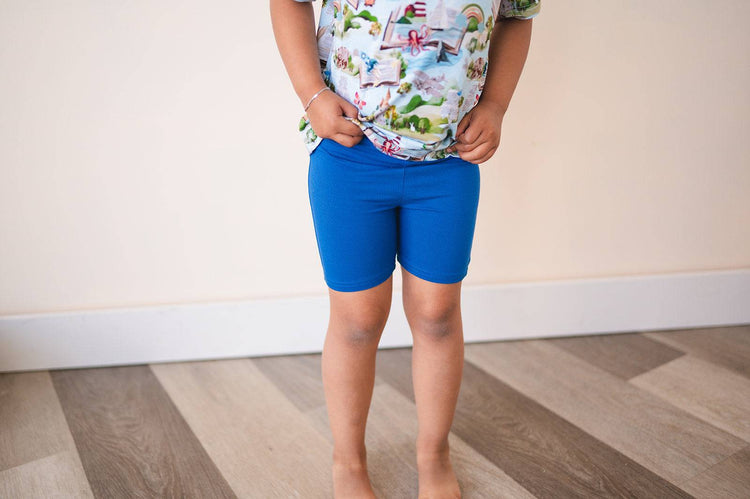 Biker Short - Storytime Blue - Luxe Bamboo