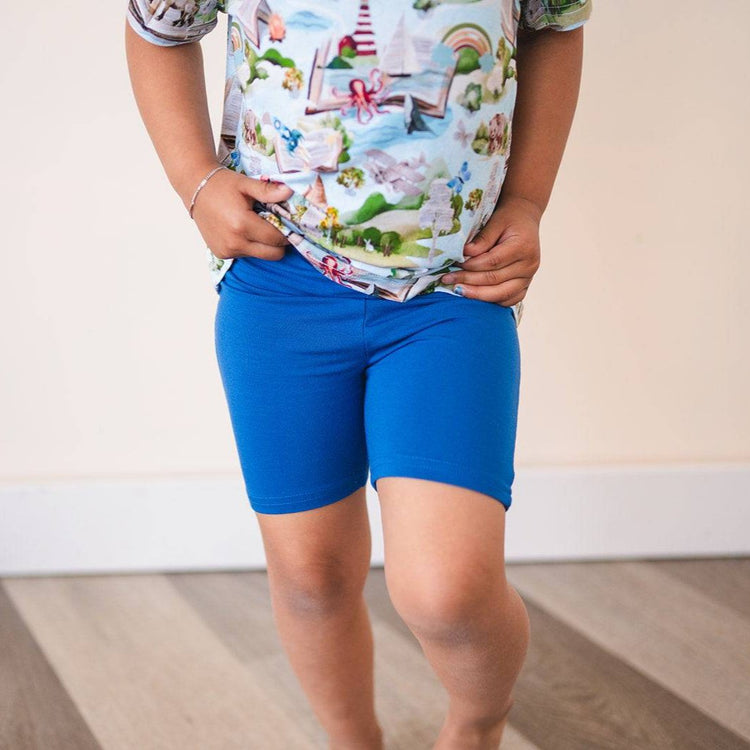 Biker Short - Storytime Blue - Luxe Bamboo