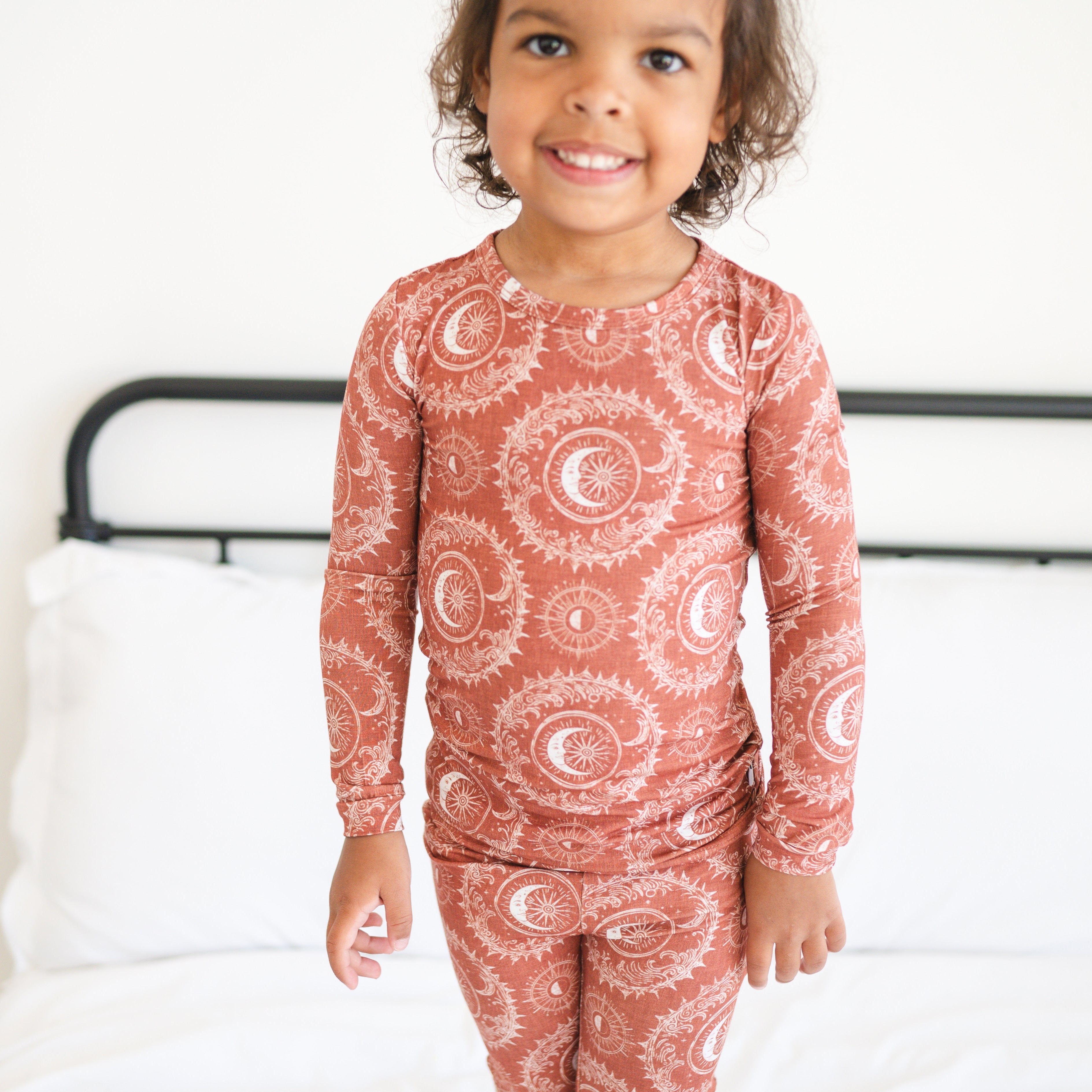 Convertible Footie PJ Set - Rust Moon - Luxe Bamboo