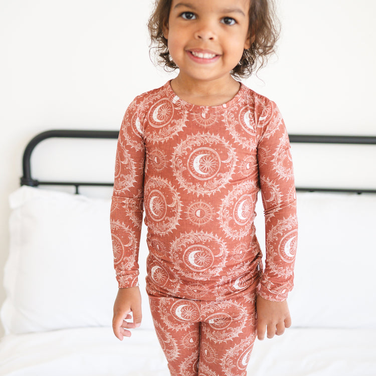 Convertible Footie PJ Set - Rust Moon - Luxe Bamboo