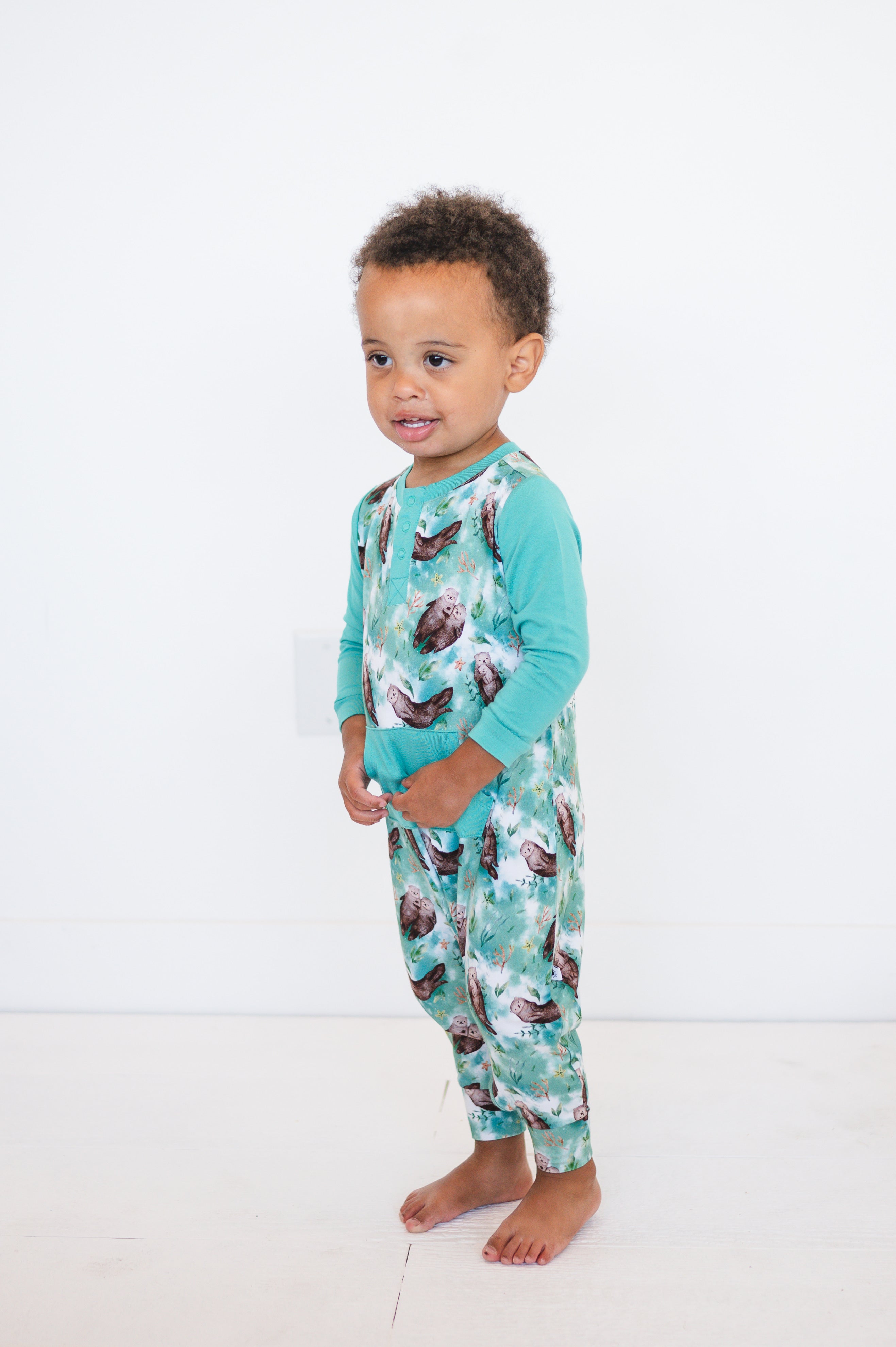 Henley Play Romper - Otters - Luxe