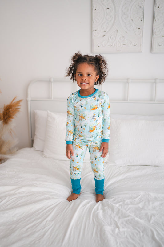 FINAL SALE - Convertible Footie PJ Set - Turtle - Luxe Bamboo