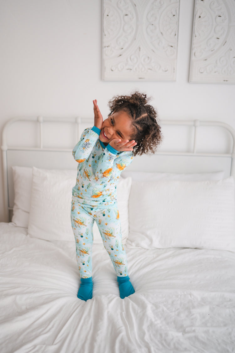 Convertible Footie PJ Set - Turtle - Luxe Bamboo