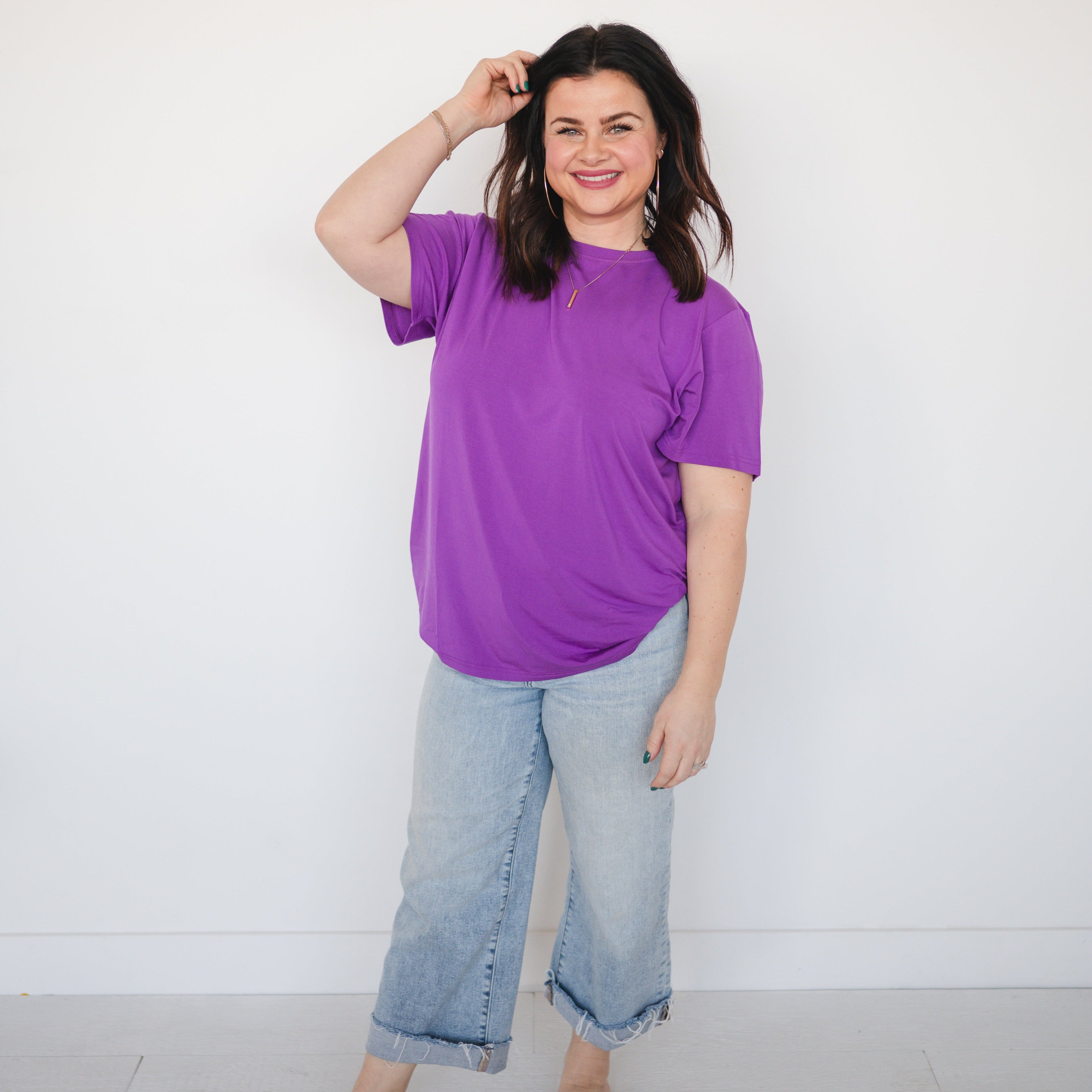 Boyfriend Tee - Purple Bloom - Luxe Bamboo