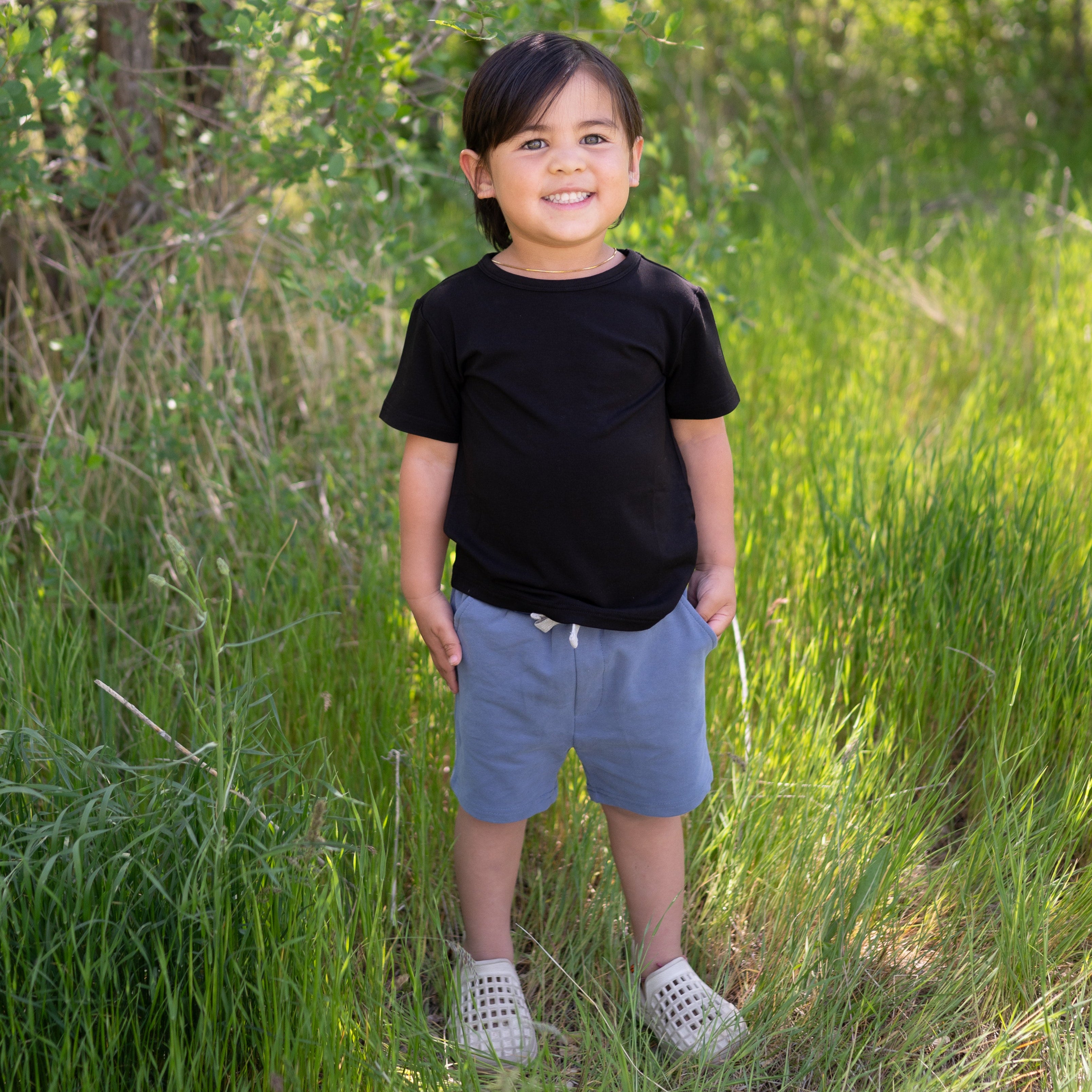 Pocket Short - Whale Blue - Organic Cotton Terry