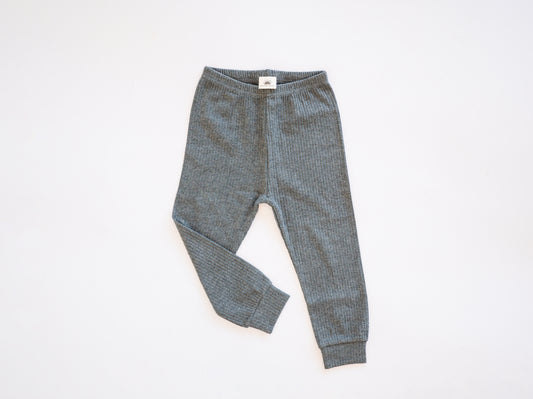 Ribbed Slouch Pant - Dark Grey - Organic Cotton