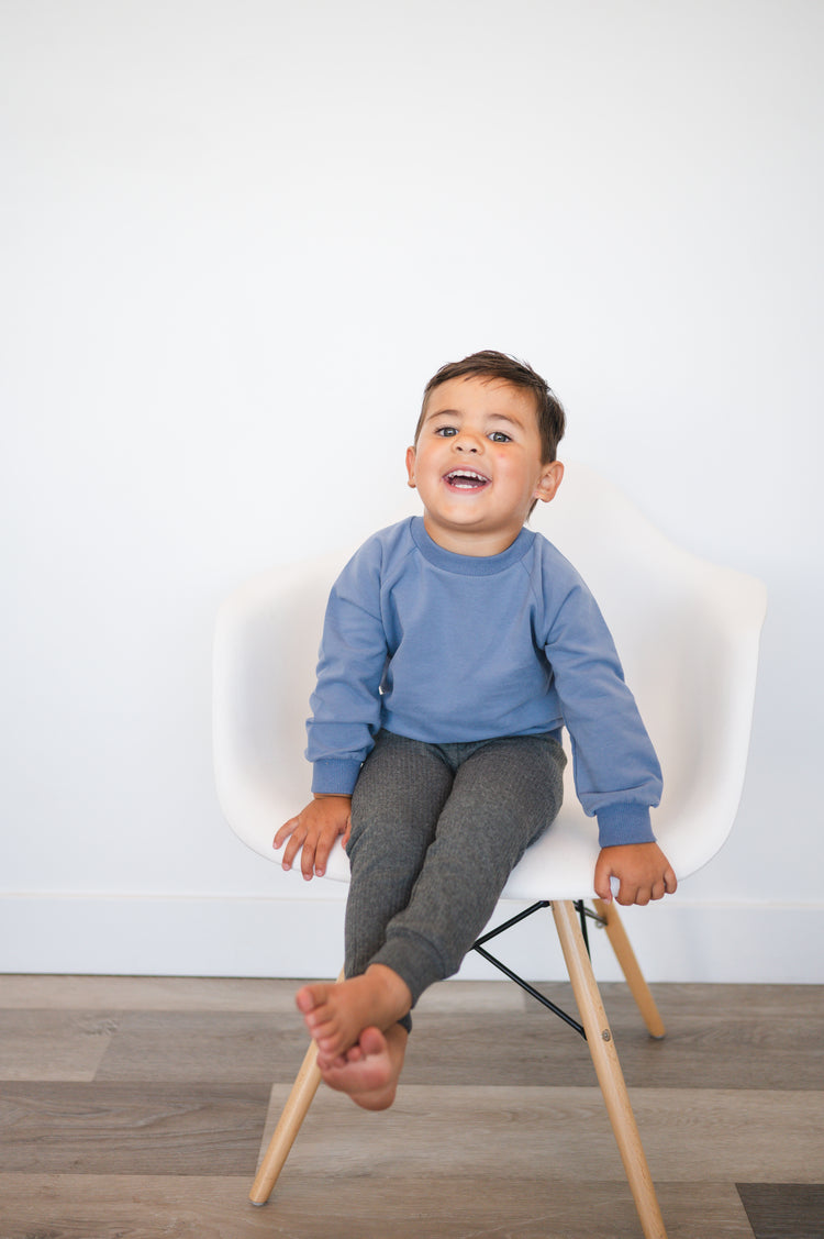 Ribbed Slouch Pant - Dark Grey - Organic Cotton