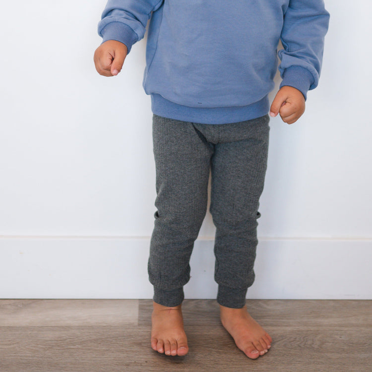 Ribbed Slouch Pant - Dark Grey - Organic Cotton