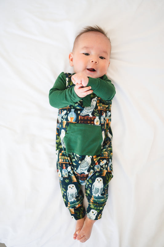 Henley Play Romper - OWL - Luxe Bamboo