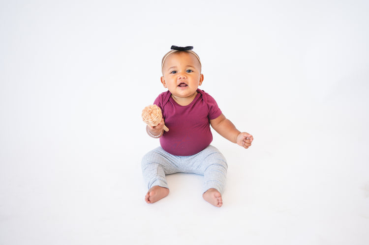 Short Sleeve Bodysuit - Burgundy - Ploom Basics Bamboo