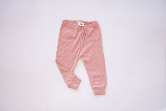 Ribbed Slouch Pant - Pink- Organic Cotton