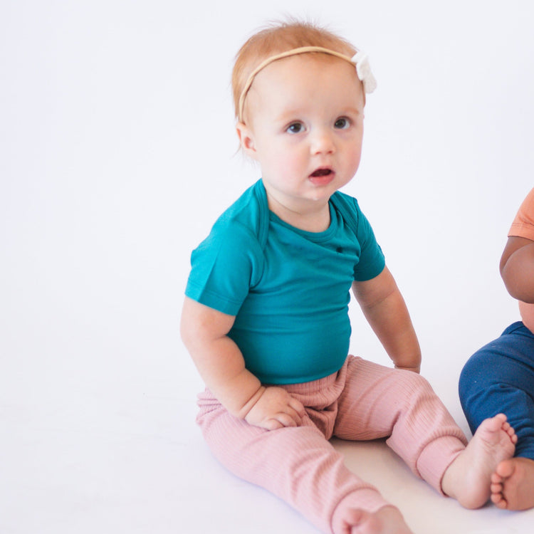 Short Sleeve Bodysuit - Fanfare Blue - Ploom Basics Bamboo